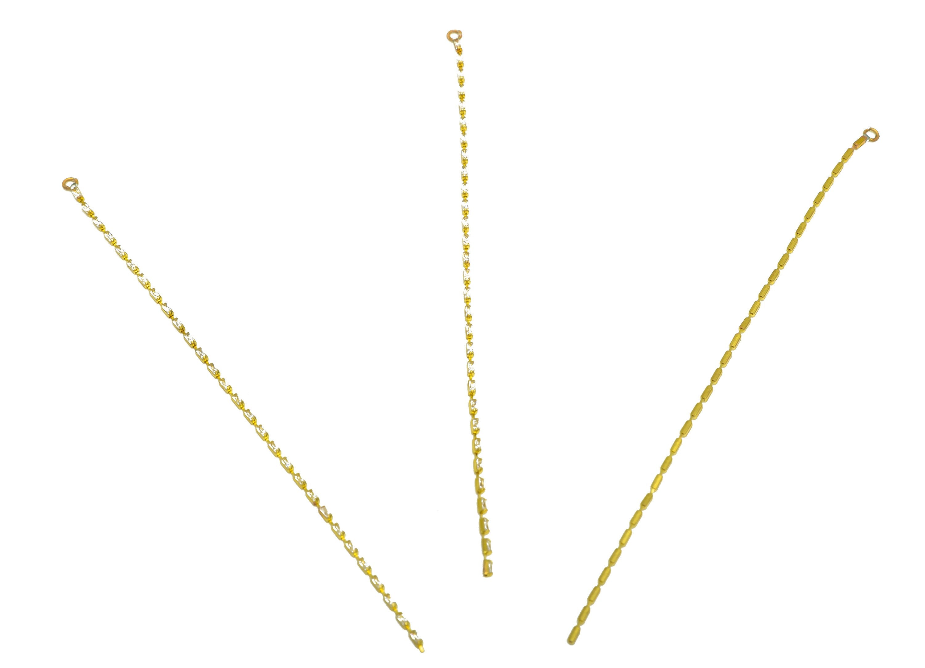 10cm Brass CZ Tassel Earring Charm - Brass Rectangle Zircon Tassel Charms - Brass Cubic Zircon Chain Dangle Charm - 10x1x1.3mm - PP10631-10 - DOMEDBAZAAR
