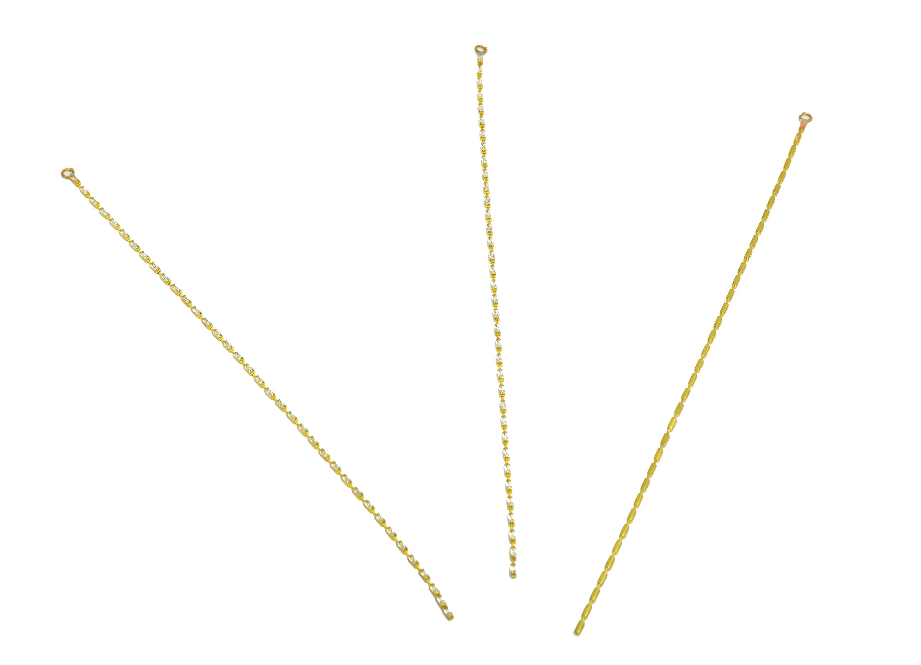 12cm Brass CZ Tassel Earring Charm - Brass Rectangle Zircon Tassel Charms - Brass Cubic Zircon Chain Dangle Charm - 12x1x1.3mm- PP10631-12 - DOMEDBAZAAR