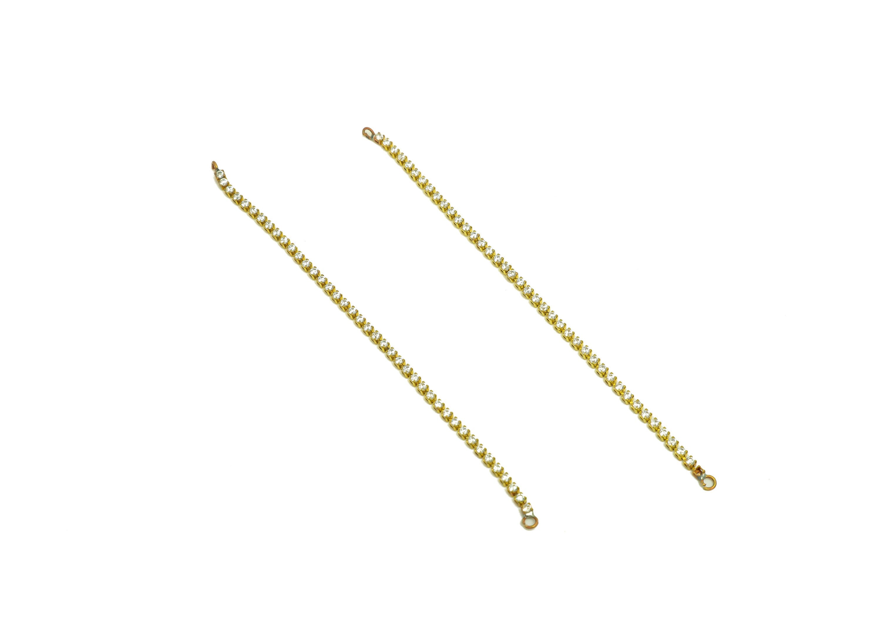 9cm Brass CZ Tassel Earring Connector - Brass Zircon Tassel Hang Earring Charm - Brass Cubic Zircon Chain Dangle Charm - 9x1x1mm - PP10630-9 - DOMEDBAZAAR