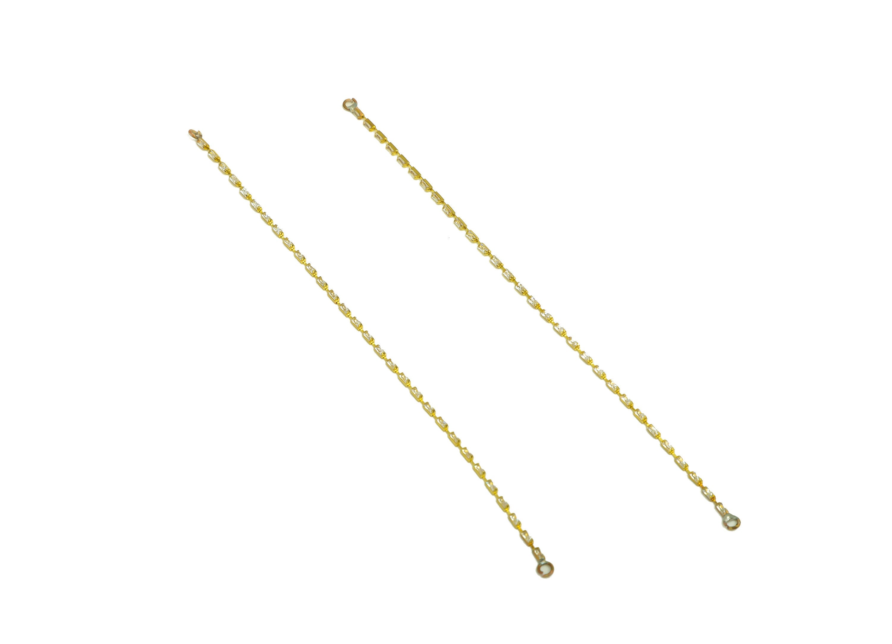 10cm CZ Tassel Earring Connector - Brass Tassel Rectangle Earring Charm - Brass Cubic Zircon Chain Dangle Charm - 10x1x1.3mm - PP10632-10 - DOMEDBAZAAR