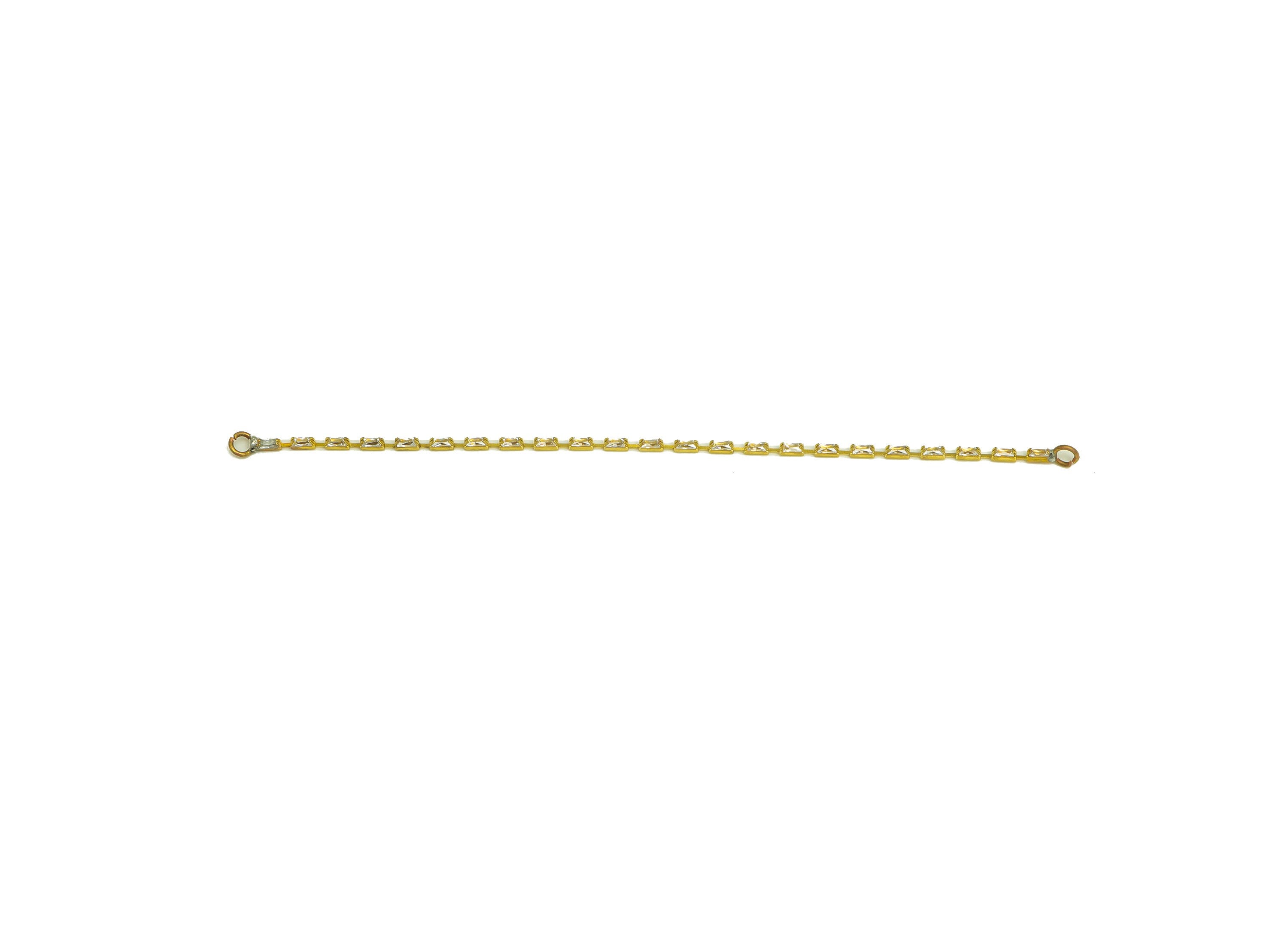 8cm CZ Tassel Earring Connector - Brass Tassel Rectangle Earring Charm - Brass Cubic Zircon Chain Dangle Charm - 8x1x1.3mm - PP10632-8 - DOMEDBAZAAR