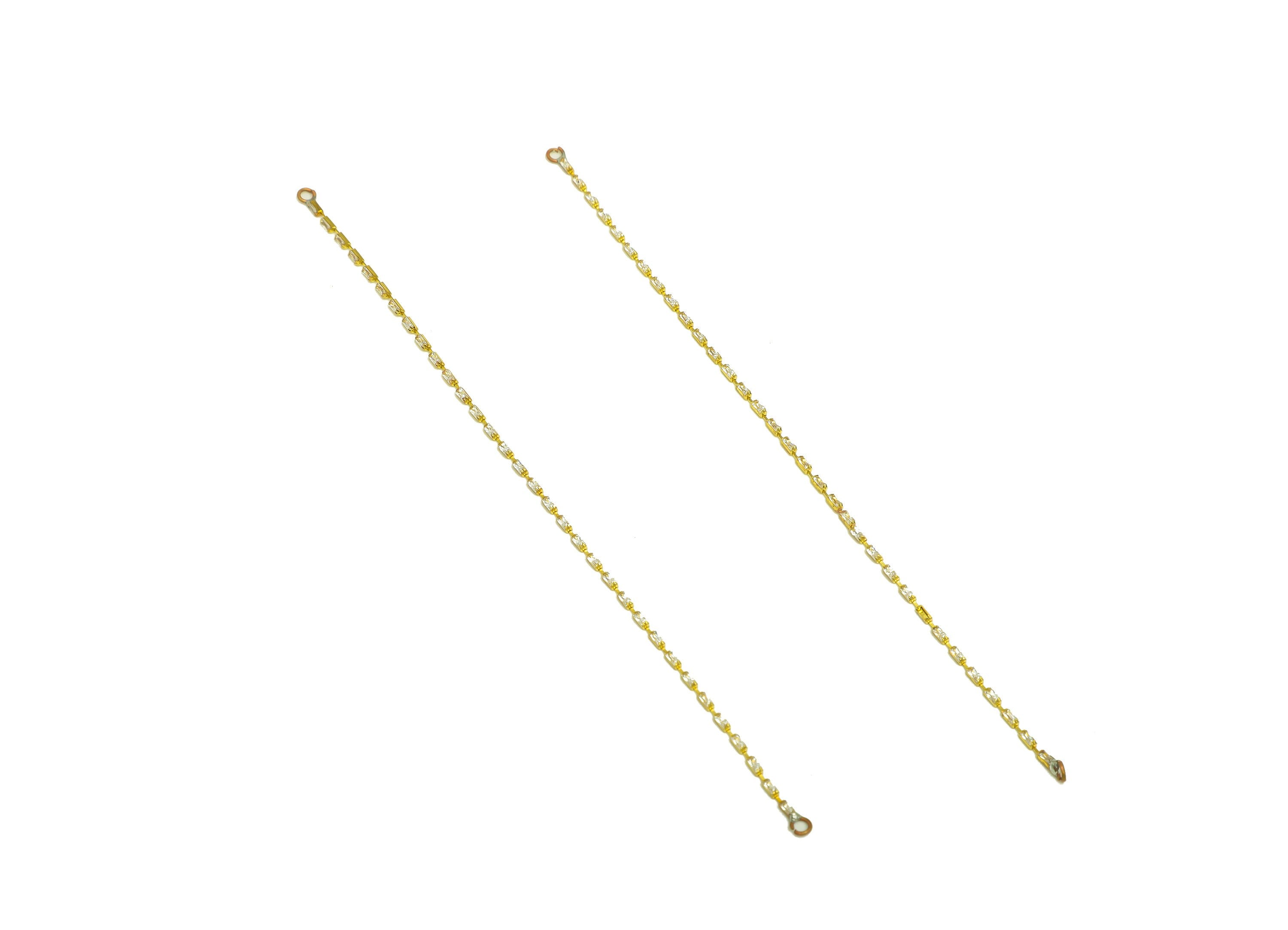 11cm CZ Tassel Earring Connector - Brass Tassel Rectangle Earring Charm - Brass Cubic Zircon Chain Dangle Charm - 11x1x1.3mm - PP10632-11 - DOMEDBAZAAR