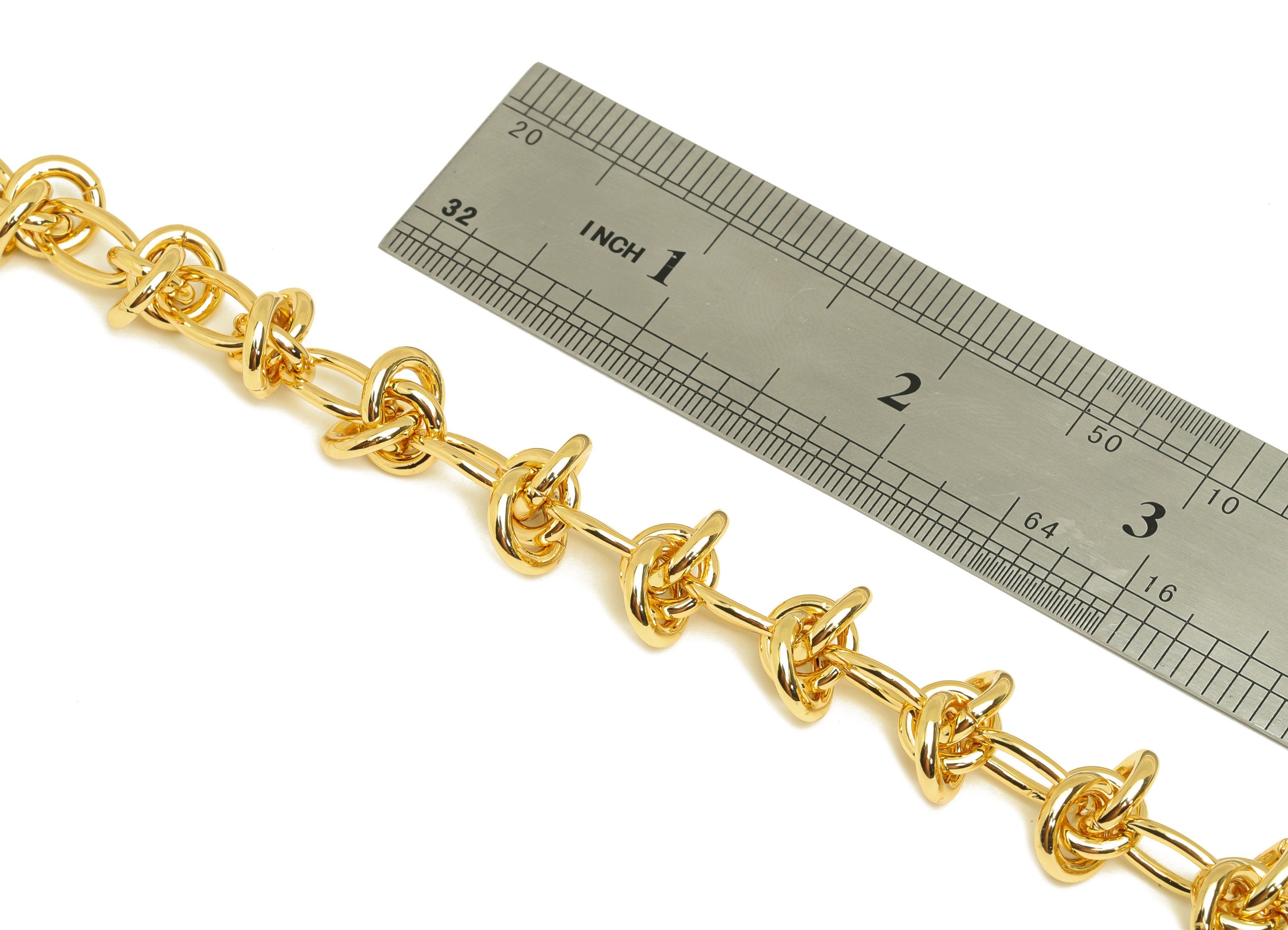 Brass Knot Chain - Brass Thick Chunky Chian - Brass Mini Chunky Chain - Handmade Bracelet Chain - 18K Real Gold Plating - 16.7x2mm - RGP6746 - DOMEDBAZAAR
