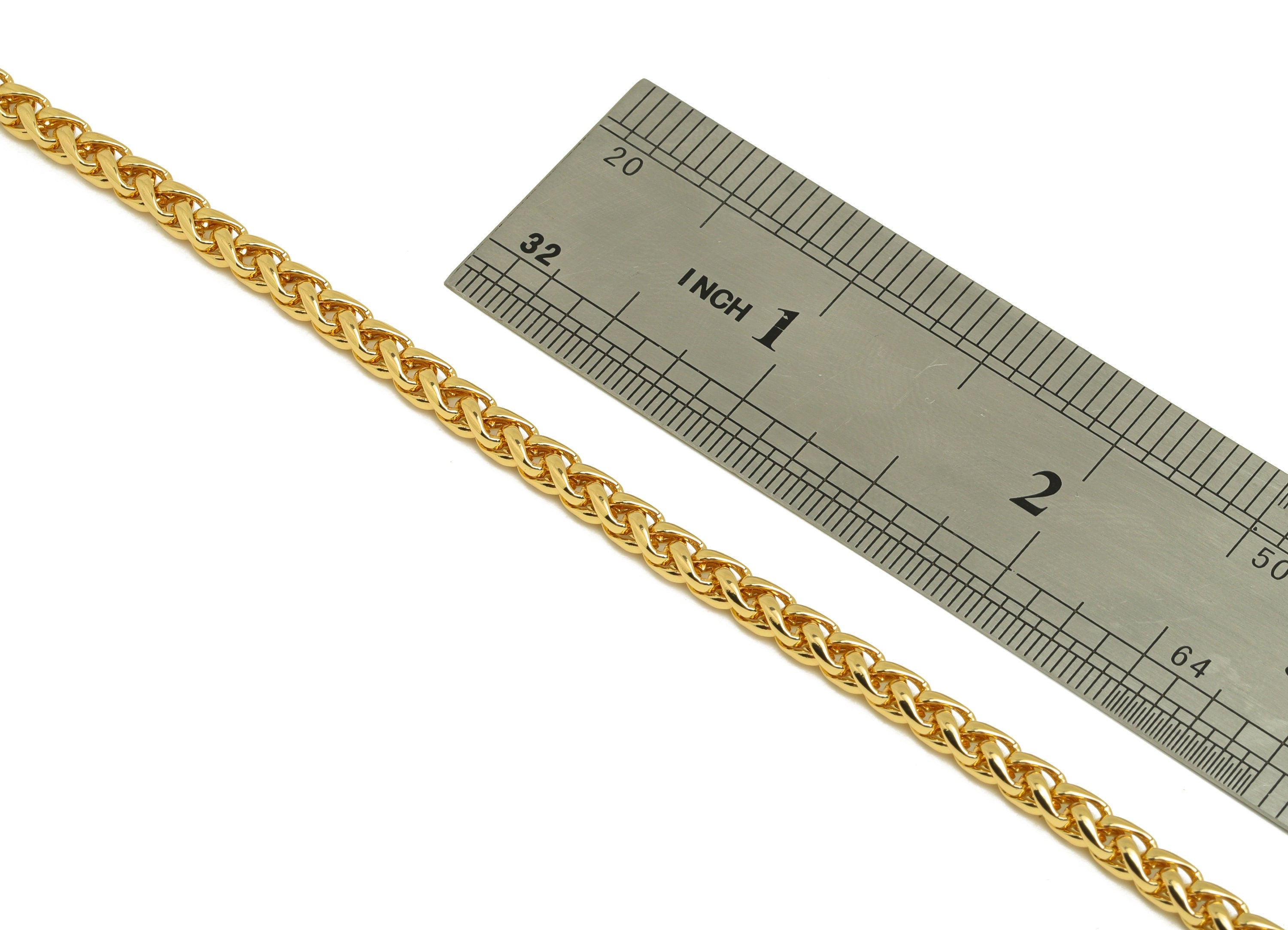 4.0 Braid Chain - Brass Wheat Chain - Brass Gold Wheat Chain - Brass Hammered Bracelet Chain - 18K Real Gold Plating - RGP6736 - DOMEDBAZAAR