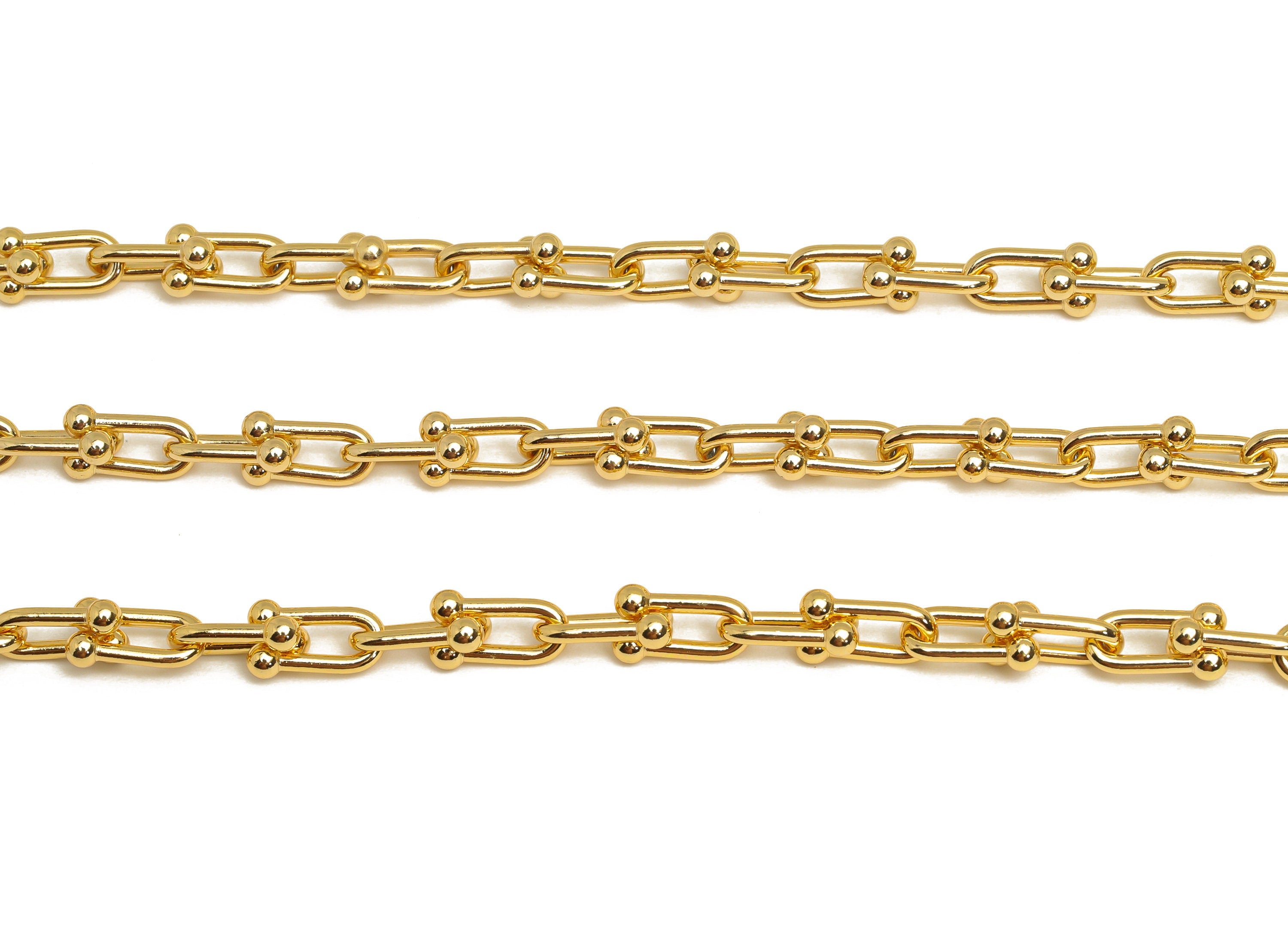 Brass U Link Chain - Brass Trendy Chunky Chain - Gold Handmade Bracelet Chain - Handmade Chain - 18K Real Gold Plating - 11x6x2mm - RGP6751 - DOMEDBAZAAR