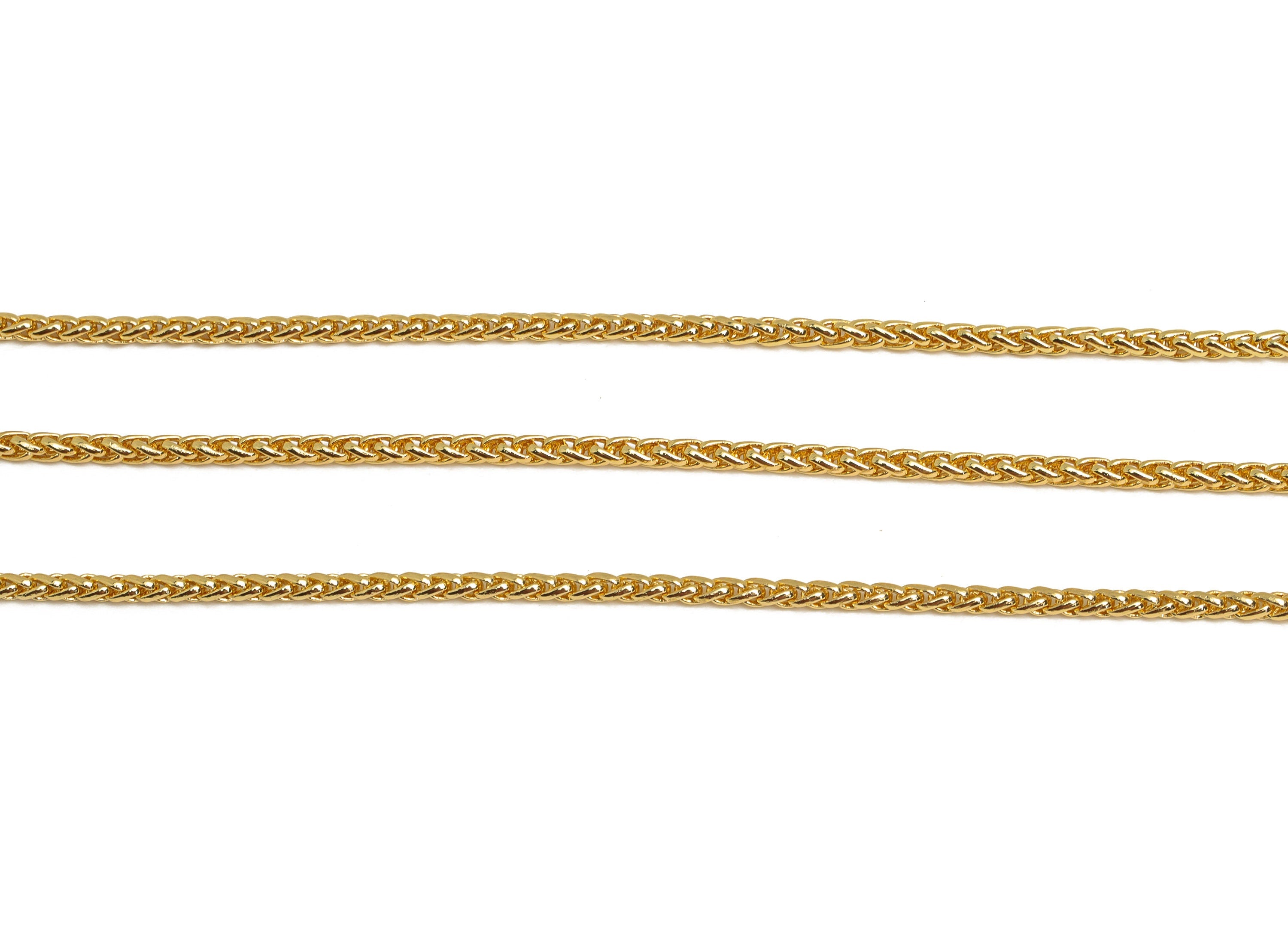 2.0 Braid Chain - Brass Wheat Chain - Brass Gold Wheat Chain - Brass Hammered Bracelet Chain - 18K Real Gold Plating - RGP6736 - DOMEDBAZAAR