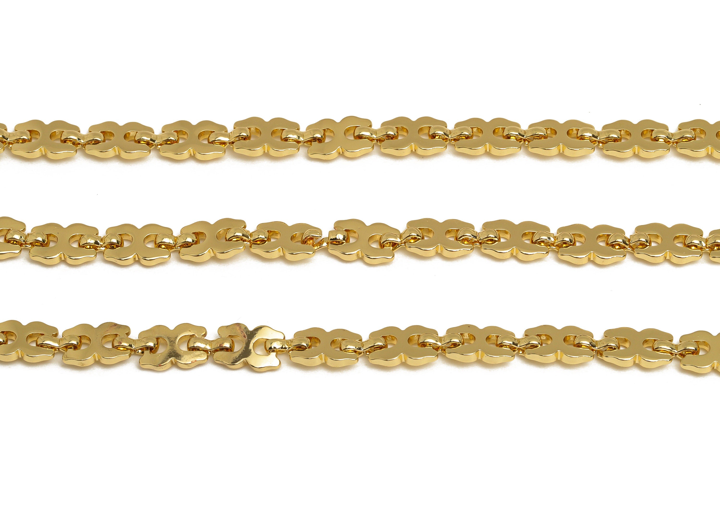 Brass Gold Handmade Chain - Brass Chunky Chain - Brass Trendy Chain - Bracelet Chain - 18K Real Gold Plating - 8.87x6.03x1.56mm - RGP6762 - DOMEDBAZAAR