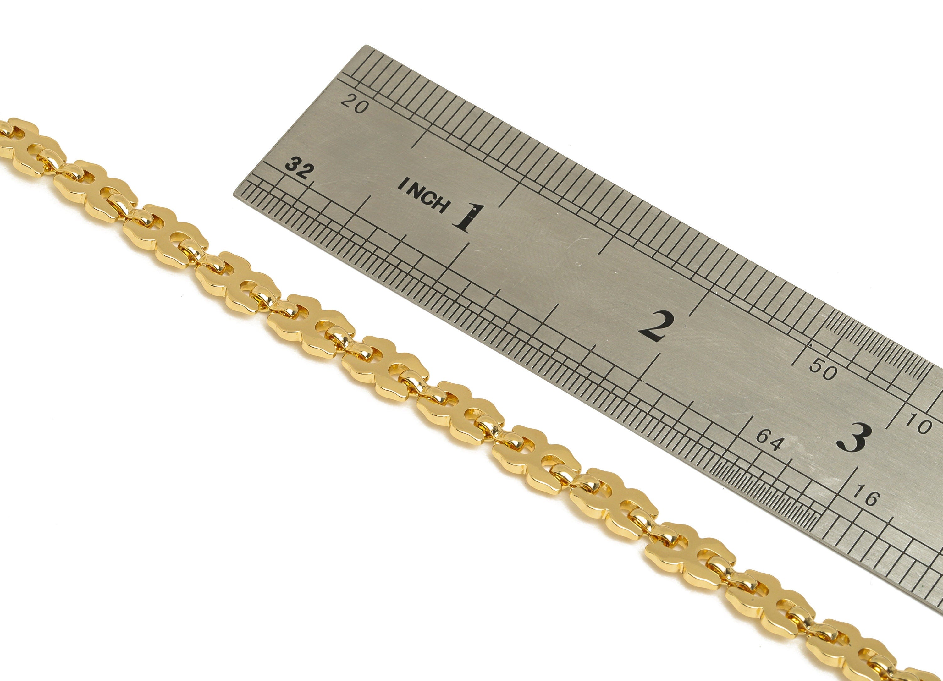 Brass Gold Handmade Chain - Brass Chunky Chain - Brass Trendy Chain - Bracelet Chain - 18K Real Gold Plating - 8.87x6.03x1.56mm - RGP6762 - DOMEDBAZAAR