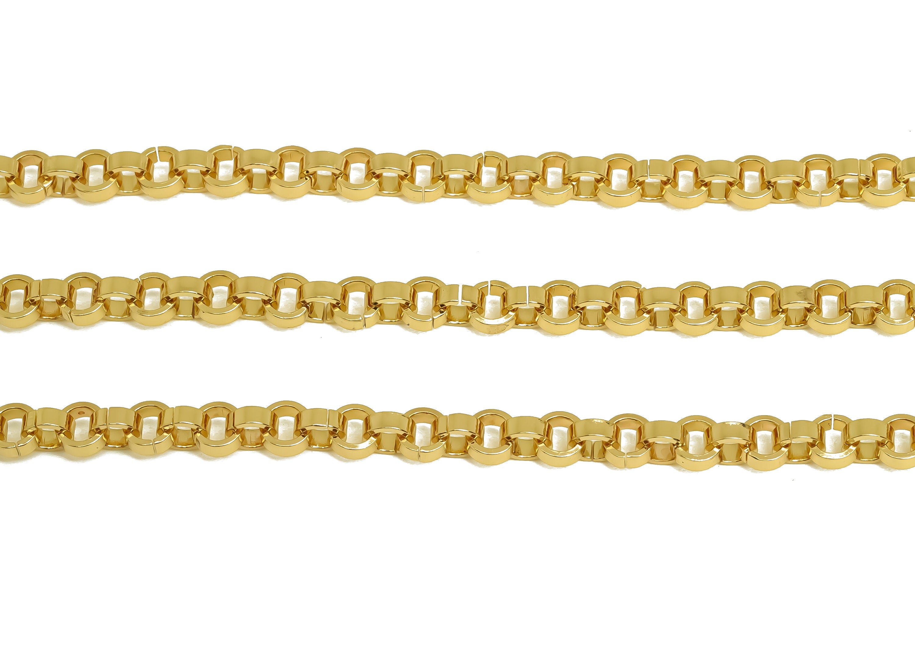 Brass 5.2 Rolo Chain - Brass Open Link Chain - Round Link Thick Chain - Bracelet Chain - 18K Real Gold Plating - 5.08x5.08x0.68mm - RGP6735 - DOMEDBAZAAR