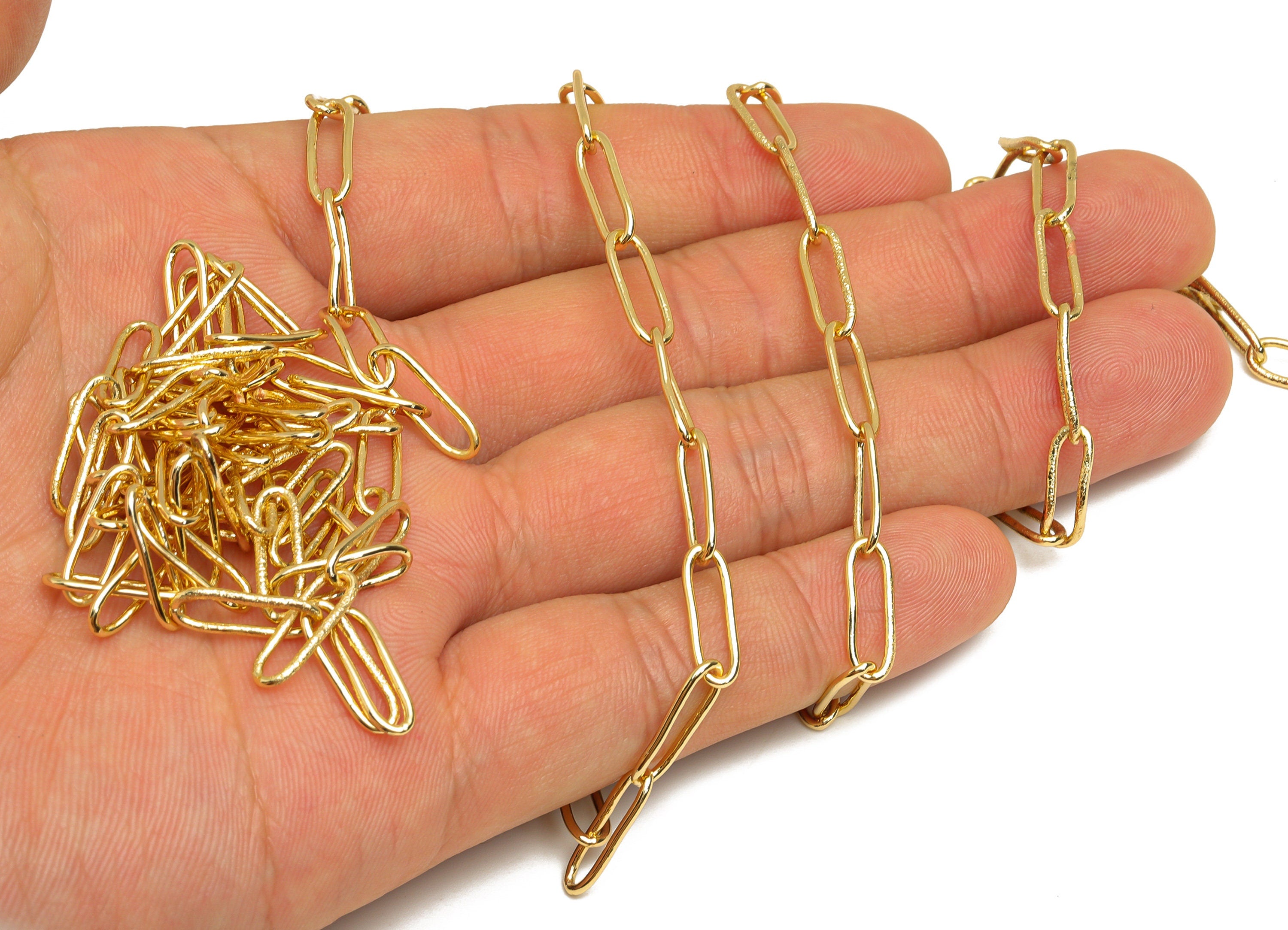Brass Large Oval Cable Chain - Brass Soldered Chain - Brass Oval Link Chain - Bracelet Chain - 18K Real Gold Plating - 13x4x1mm - RGP6747 - DOMEDBAZAAR