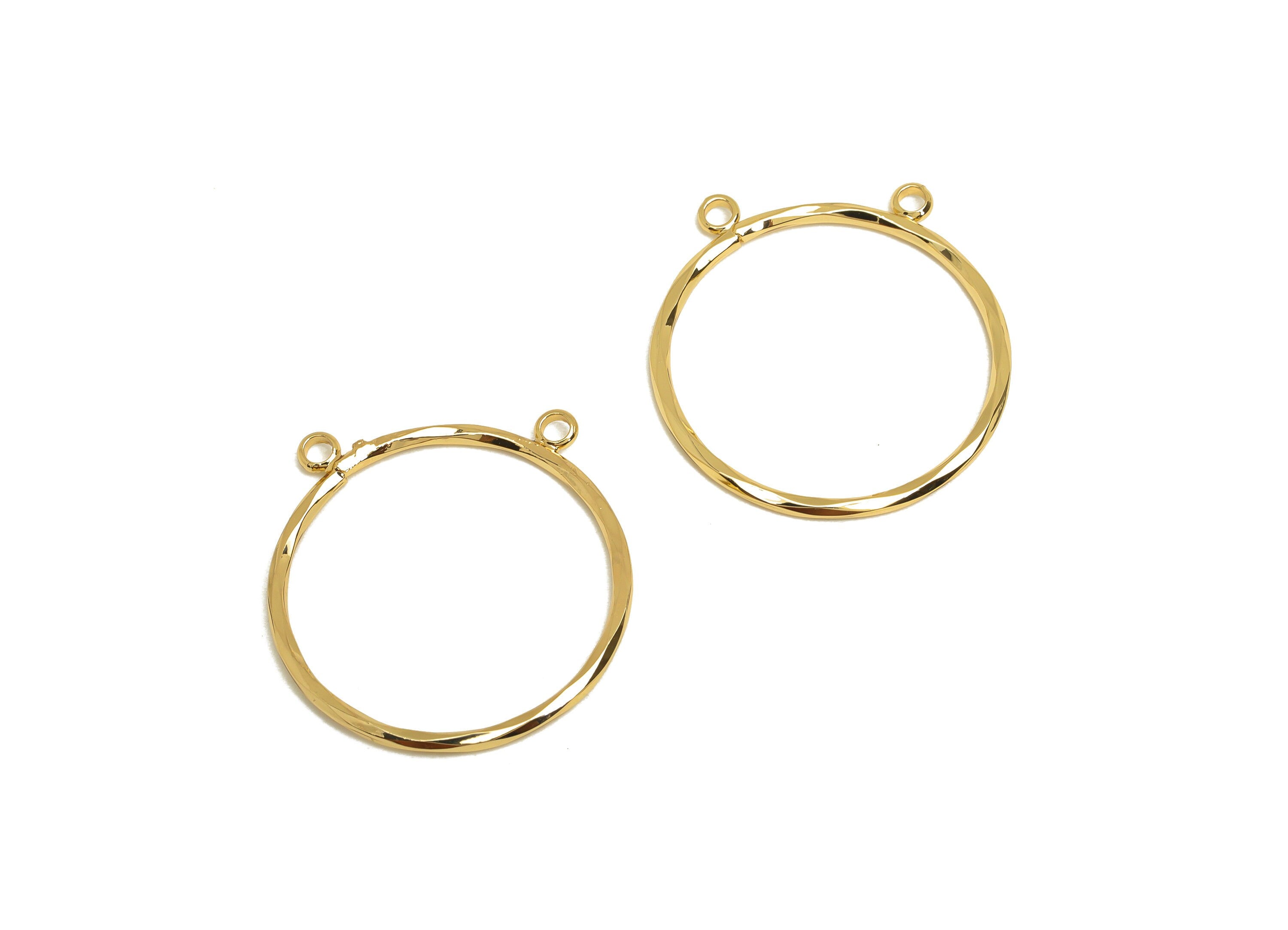 Brass Round Earring Connector - Textured Earring Charm - Round Necklace - Circle Earring Charm - 18K Real Gold Plating - 25x25x1mm - RGP6760 - DOMEDBAZAAR