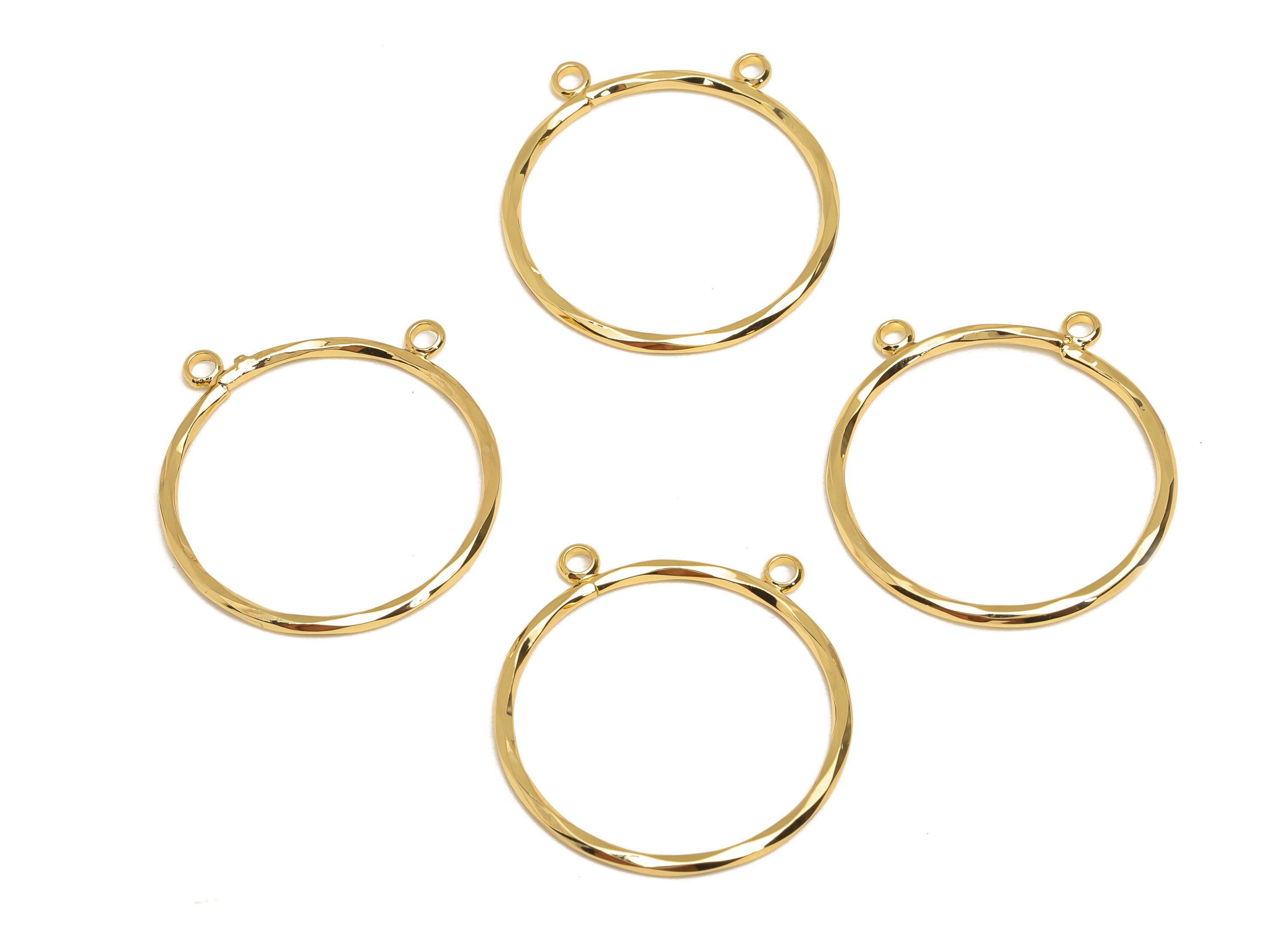 Brass Round Earring Connector - Textured Earring Charm - Round Necklace - Circle Earring Charm - 18K Real Gold Plating - 25x25x1mm - RGP6760 - DOMEDBAZAAR
