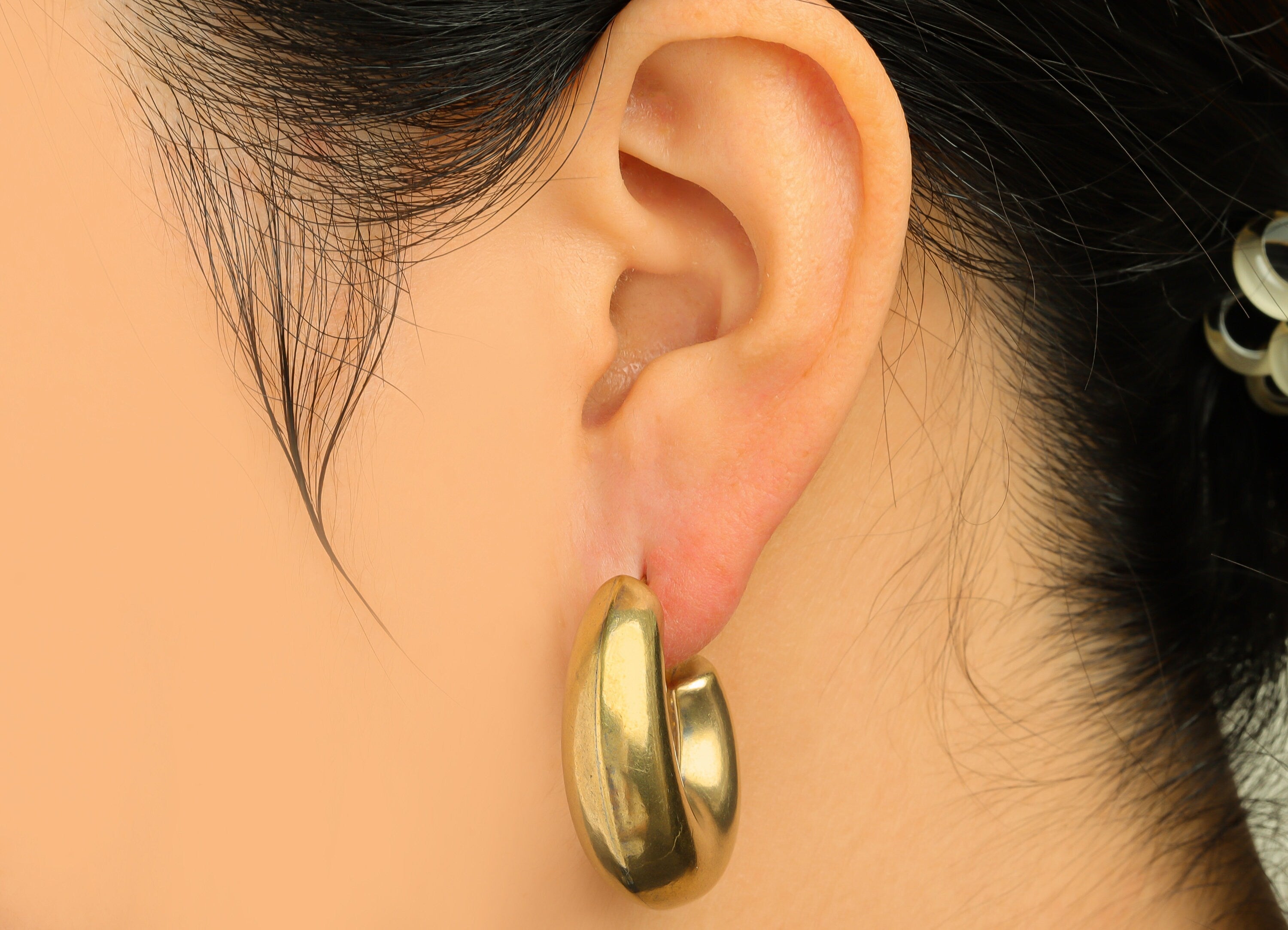 Brass Hoop Thick Earring Stud - Raw Brass Thick Oval Earring Post - Brass Open Oval Earring Post - 925 Silver Stud - 33.5x29x10mm - PP10562 - DOMEDBAZAAR