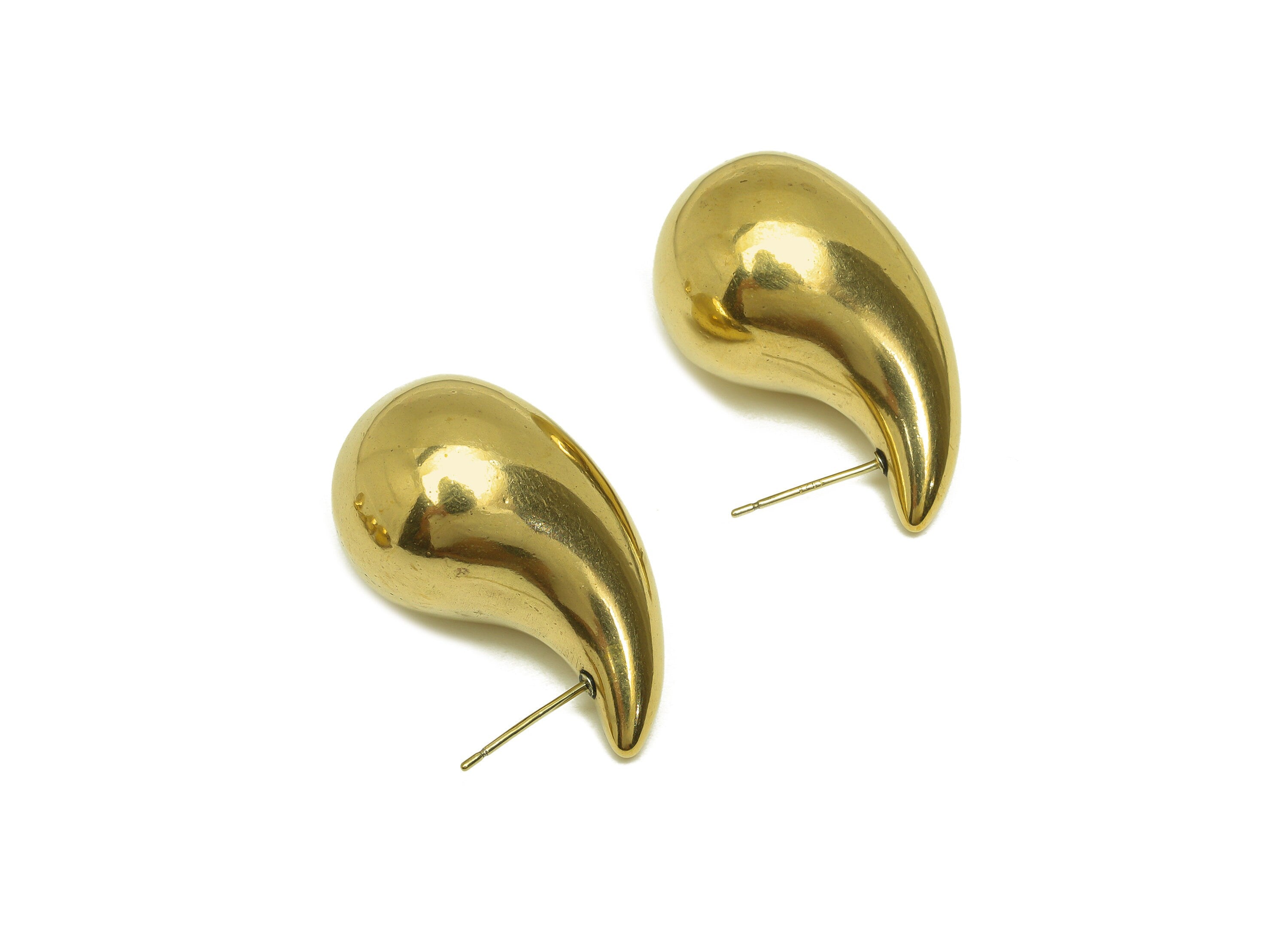 Brass Teardrop Earring Stud - Raw Brass Thick Drop Earring Post - Brass Cubic Thick Drop Earring Post - Silver Stud - 33x17x17.3mm - PP10549 - DOMEDBAZAAR