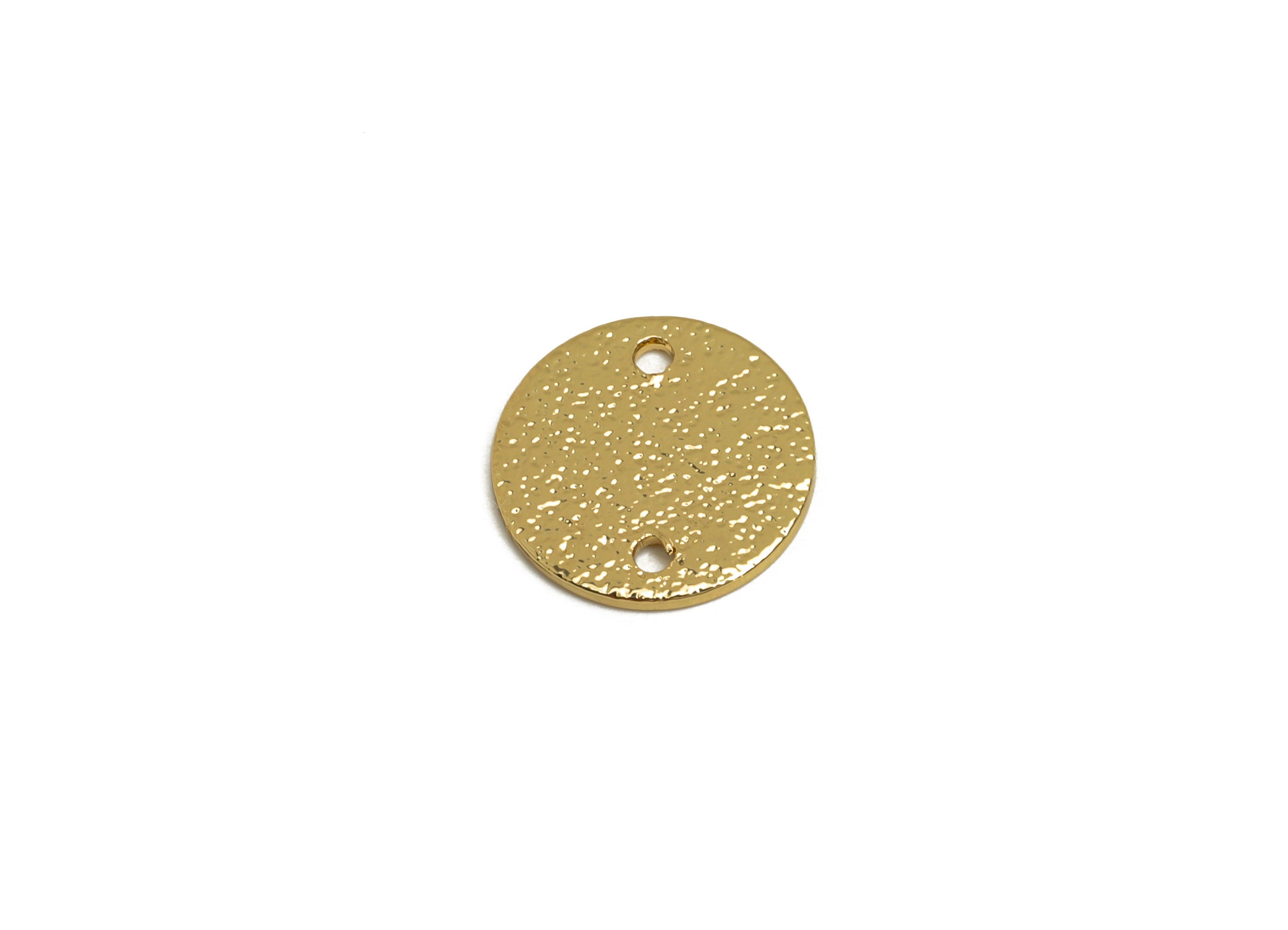Brass Round Earring Connector - Brass Textured Circle Earring Charm - Brass Textured Connector - 18K Real Gold Plating - 12x12x1mm - RGP6767 - DOMEDBAZAAR