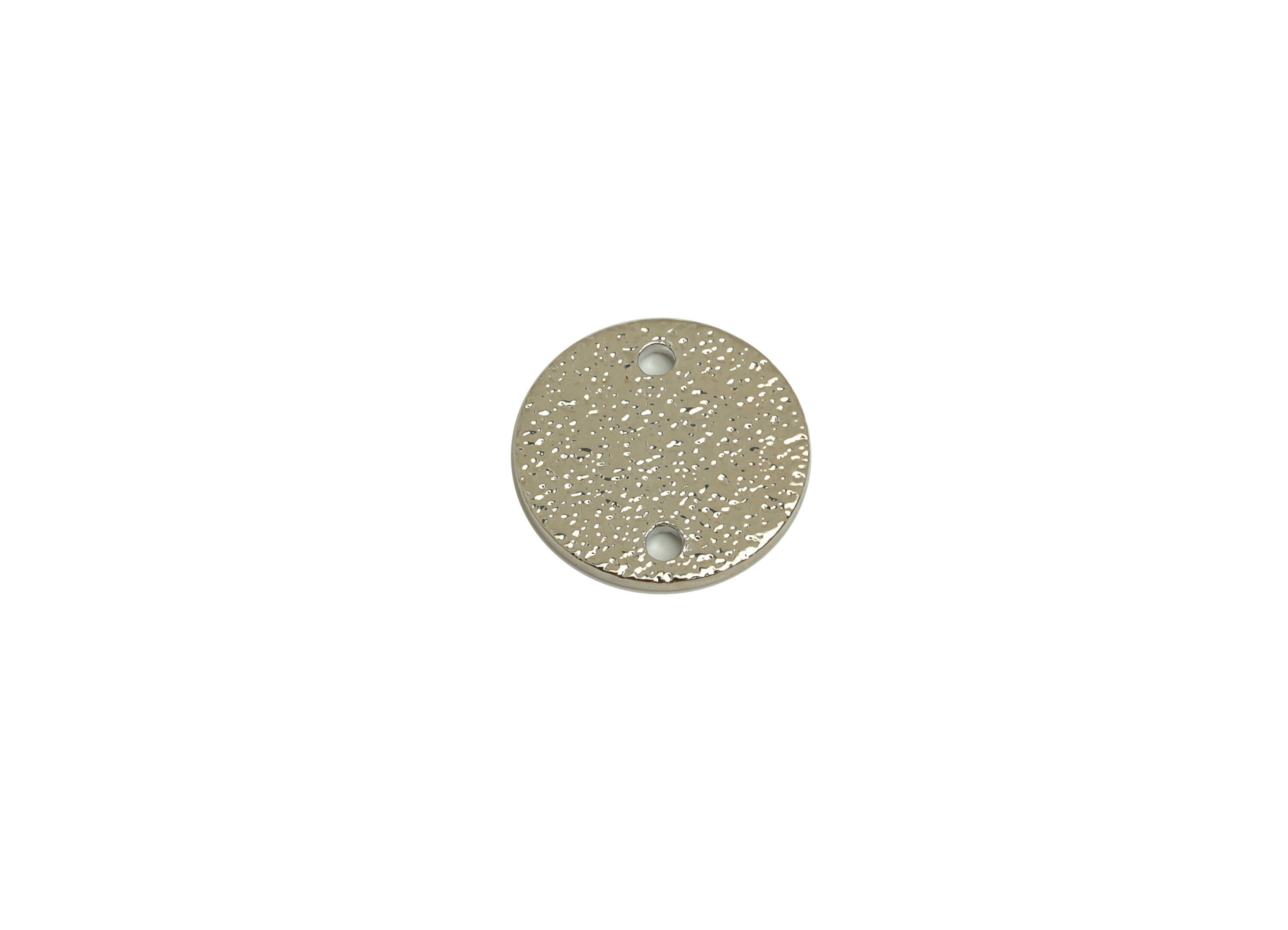 Brass Round Earring Connector - Brass Textured Circle Earring Charm - Brass Textured Connector - 18K Real White Plating - 12x12x1mm -RGP6768 - DOMEDBAZAAR