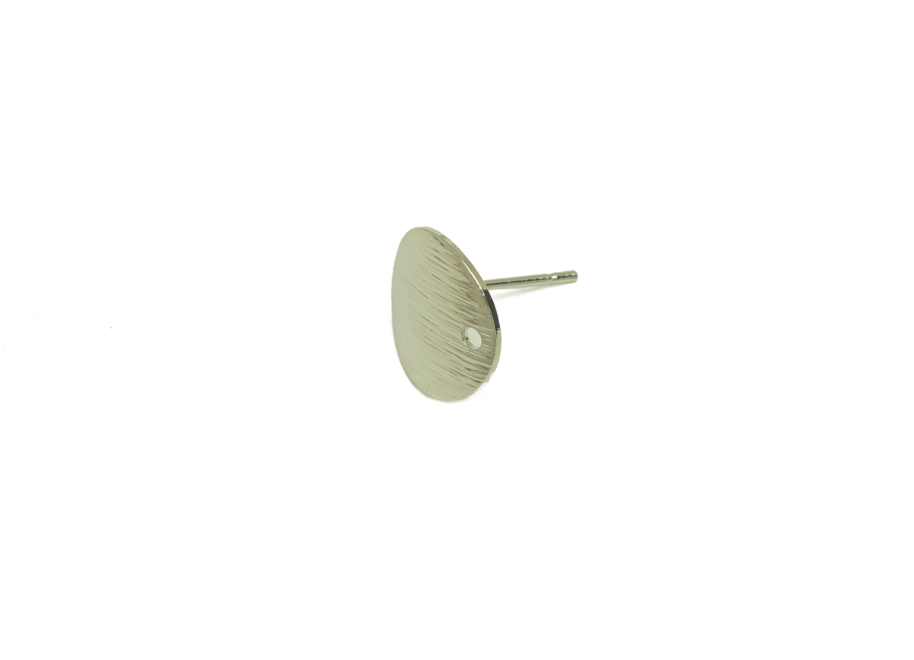 Brass Round Earring Stud - Brass Wavy Earring Post - Brass Textured Earring Post With Hole - 18K Real White Plating - 12x12x0.9mm - RGP6973 - DOMEDBAZAAR