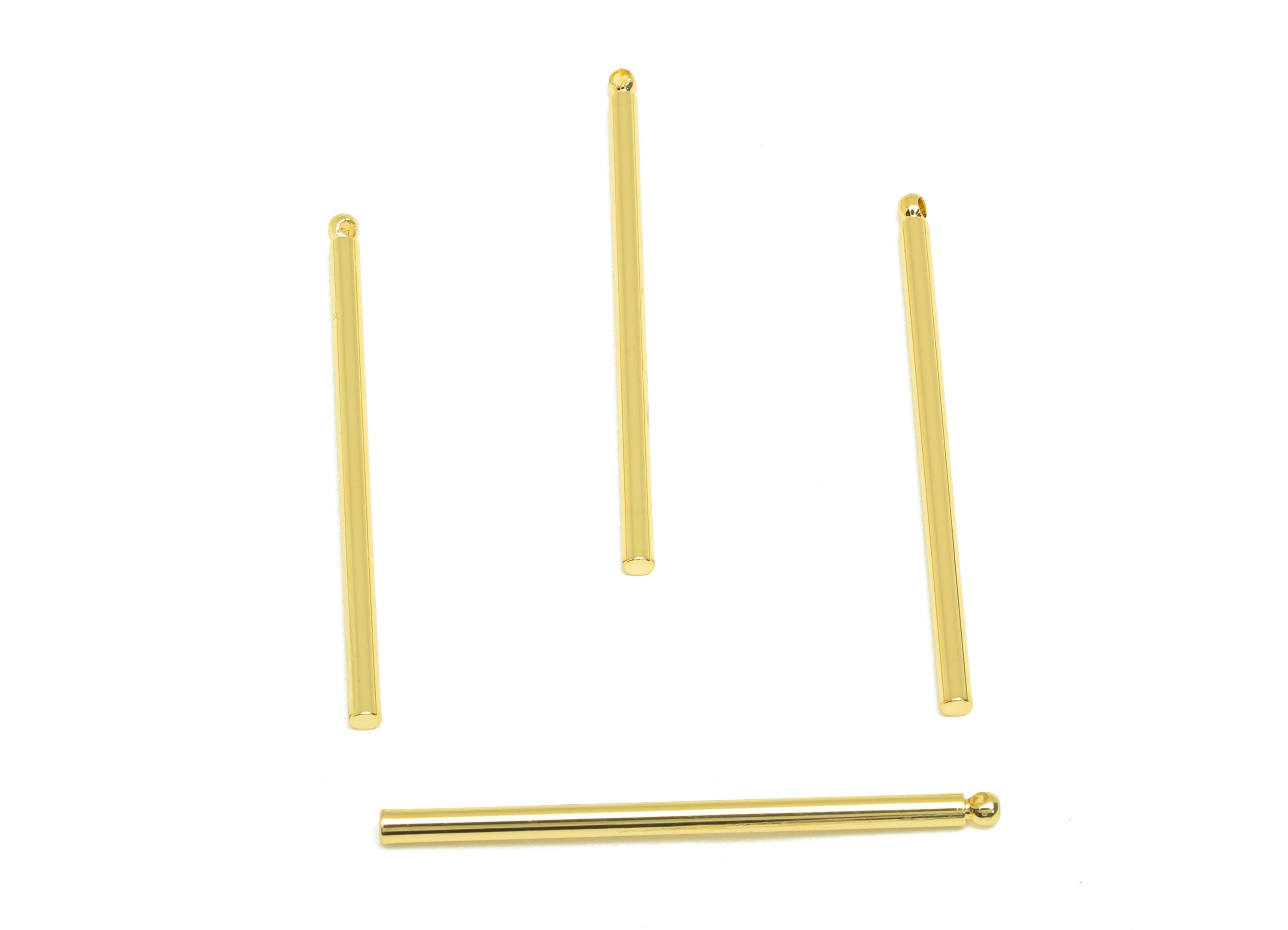 Brass Stick Earring Charm - Brass Long Bar Earring Charm - Brass Gold Stick Earring Charm - 18K Real Gold Plating - 40x2.05x2.05mm - RGP6971 - DOMEDBAZAAR