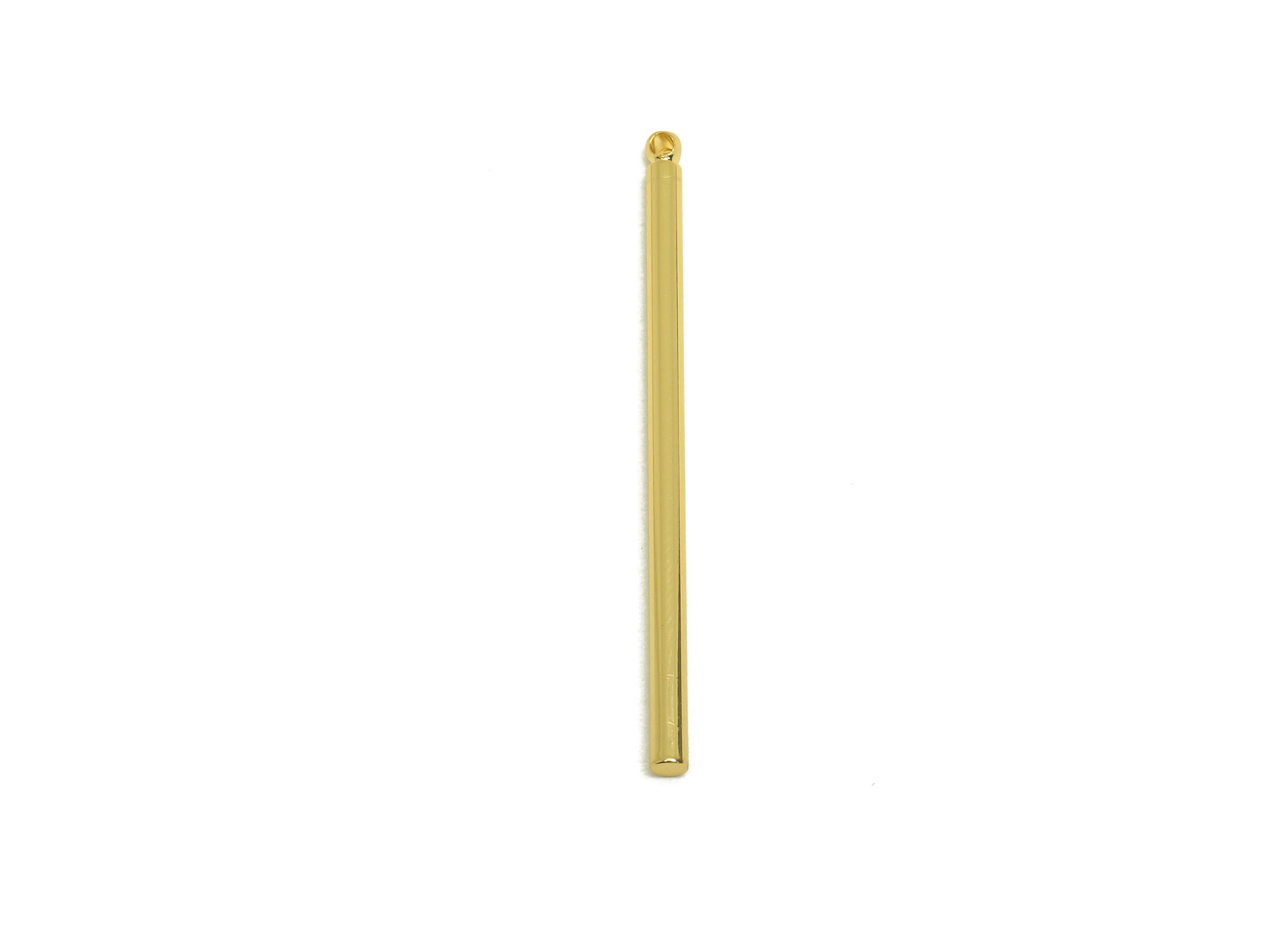 Brass Stick Earring Charm - Brass Long Bar Earring Charm - Brass Gold Stick Earring Charm - 18K Real Gold Plating - 40x2.05x2.05mm - RGP6971 - DOMEDBAZAAR