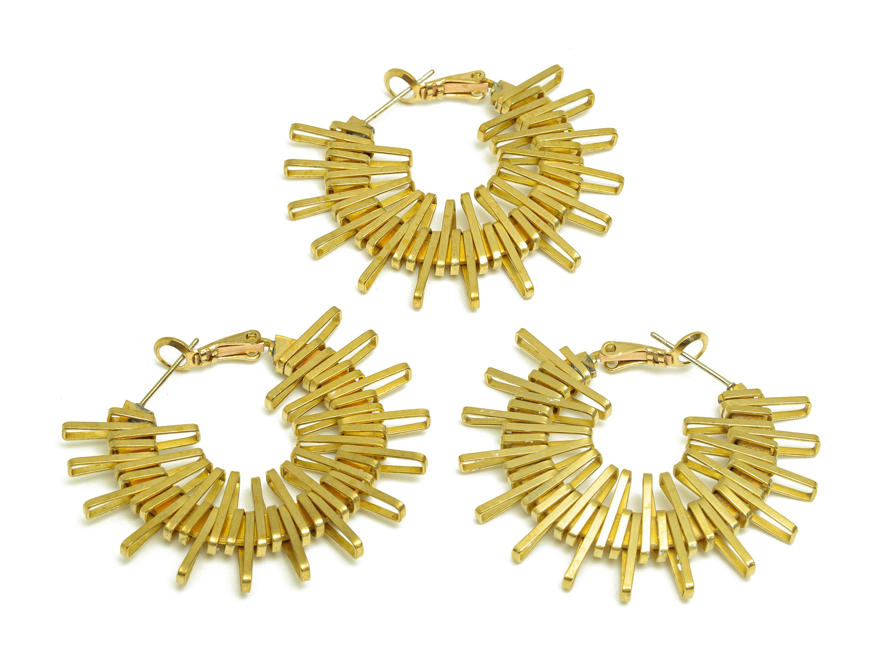 Brass Hoop Earring - Raw Brass Wire Sunshine Clasp Back Earring - Brass Sun Hoop Clasp Earring - Brass Clasp Earring - 42x38x3mm - PP10589 - DOMEDBAZAAR