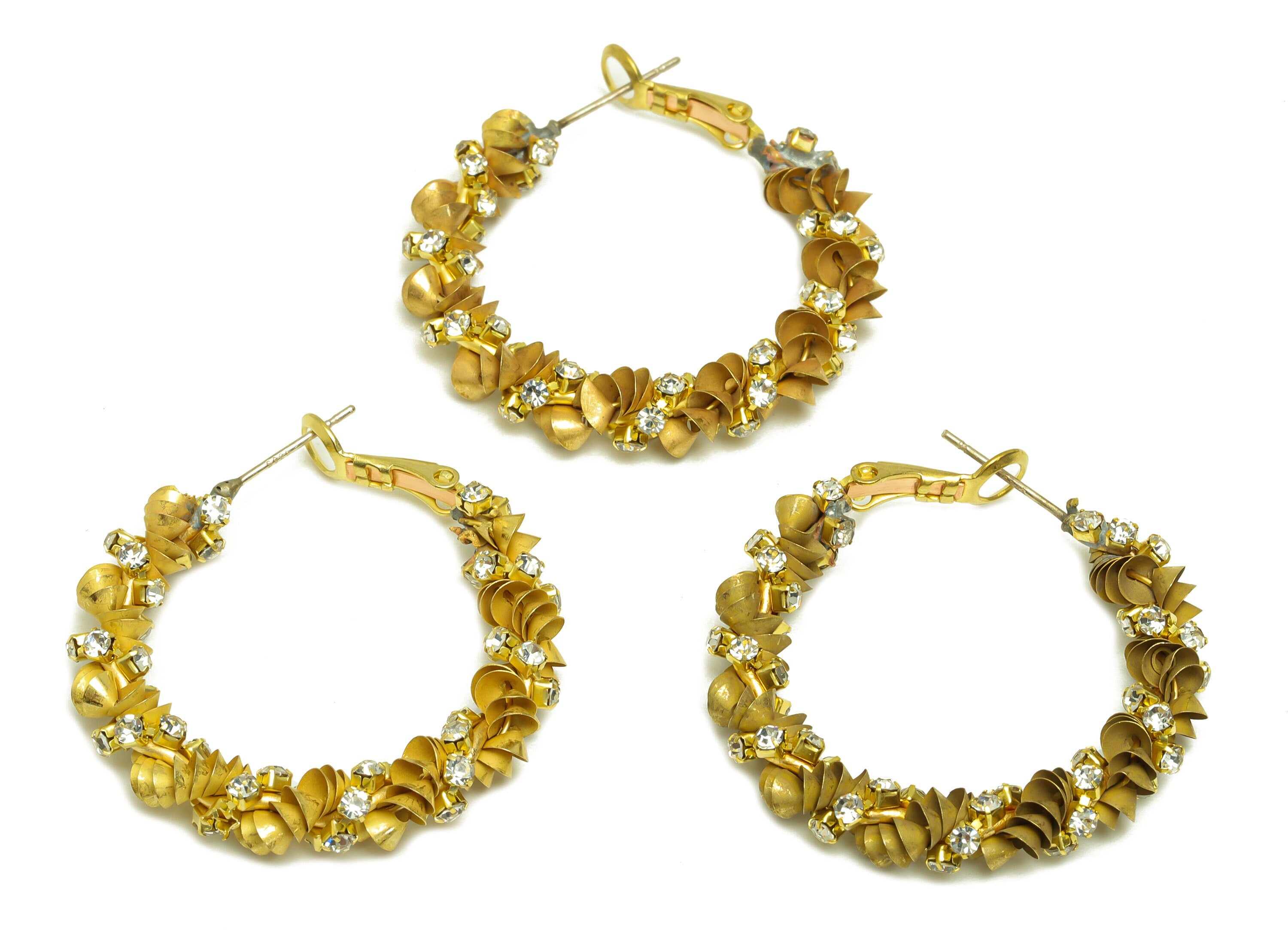 Brass CZ Hoop Earring - Raw Brass Clasp Chian Zircon Earring - Brass Hoop Clasp Earring - Cubic Zircon Clasp - 34x33x5mm - PP10610 - DOMEDBAZAAR