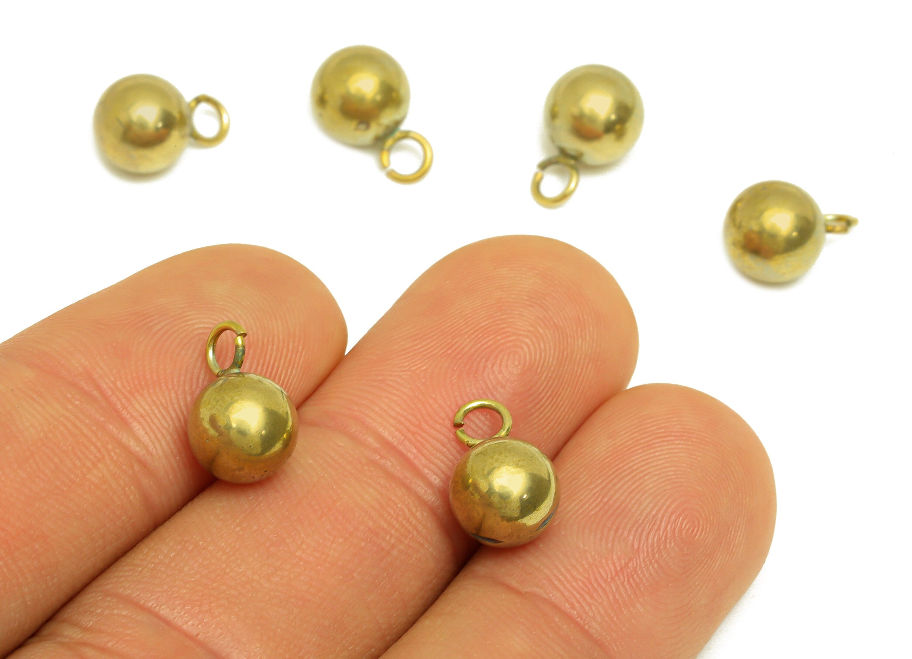 8mm Brass Ball Earring Charm - Raw Brass Ball Earring Charms - Brass Ball Pendant - Earring Finding - Jewelry Making - 8x8x8mm - PP10559 - DOMEDBAZAAR