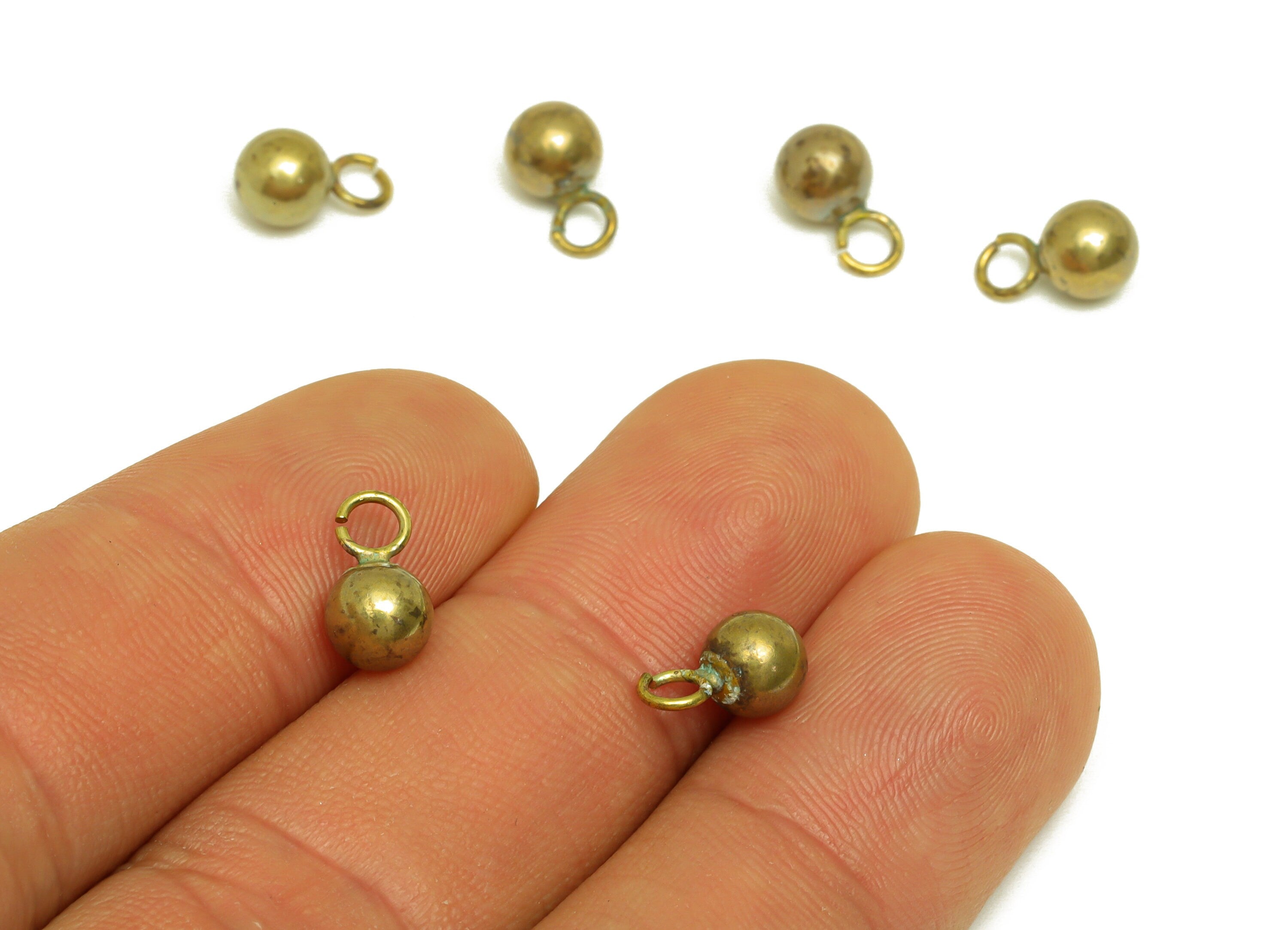 6mm Brass Ball Earring Charm - Raw Brass Ball Earring Charms - Brass Ball Pendant - Earring Finding - Jewelry Making - 6x6x6mm - PP10558 - DOMEDBAZAAR
