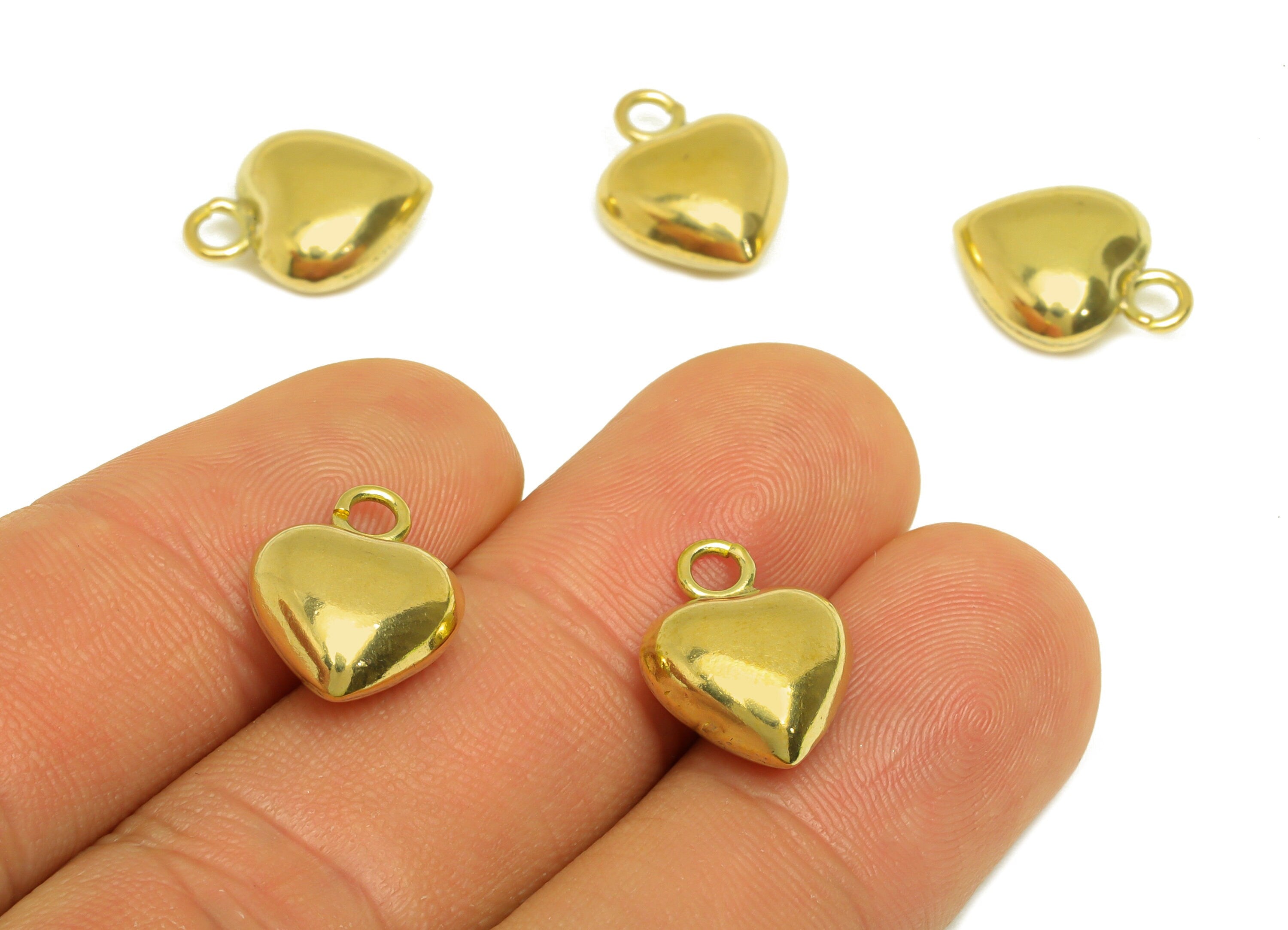 Brass Heart Earring Charm - Raw Brass Heart Earring Charms - Brass Cubic Heart Pendant - Earring Finding - 15x11.8x6mm - PP10551 - DOMEDBAZAAR