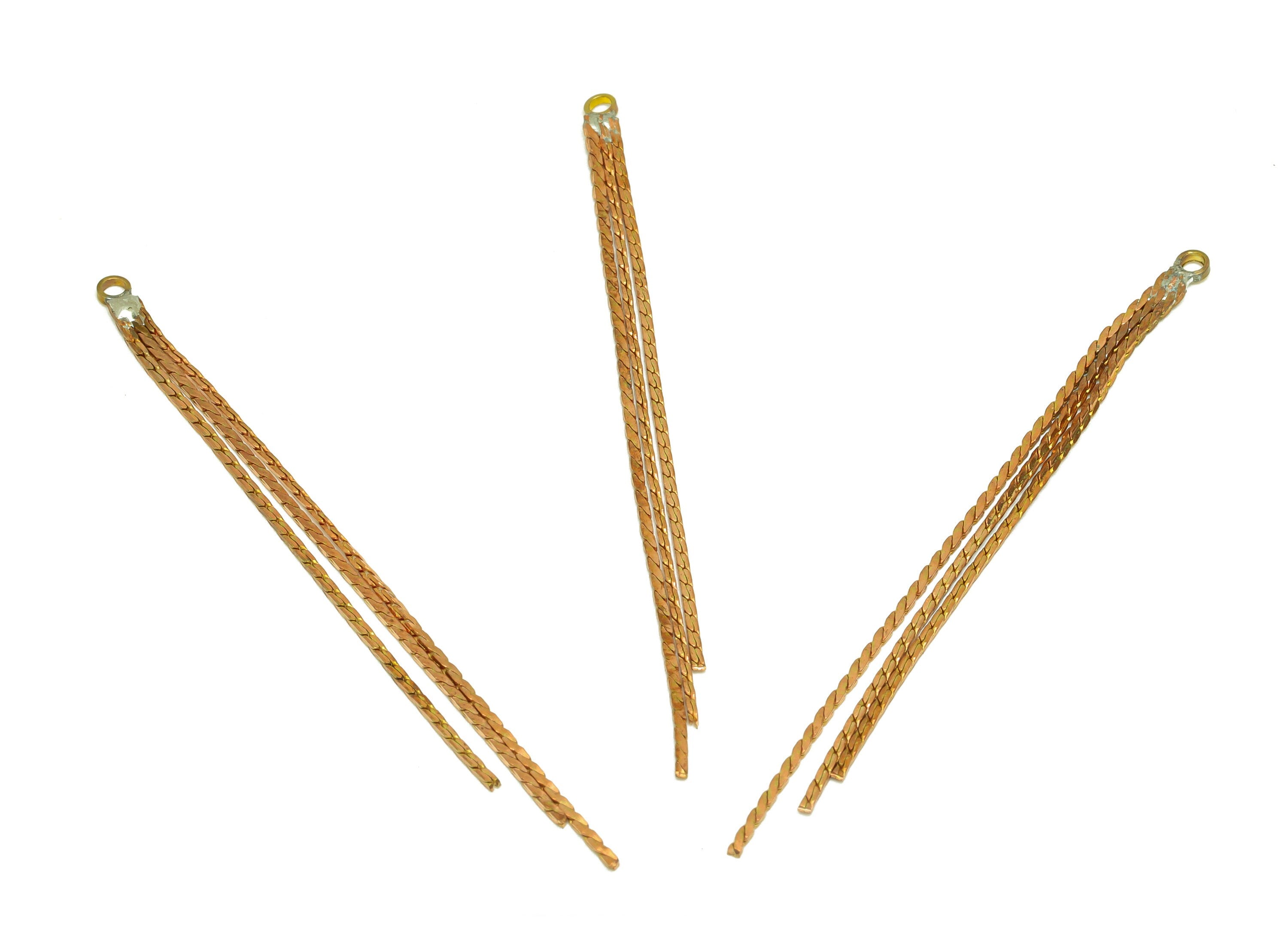 Brass Tassel Earring Charm - Raw Brass Snake Tassel Earring Charms - Brass Tassel Chain Earring Charm - Tassel Charm - 81.45x3x1mm - PP10624 - DOMEDBAZAAR