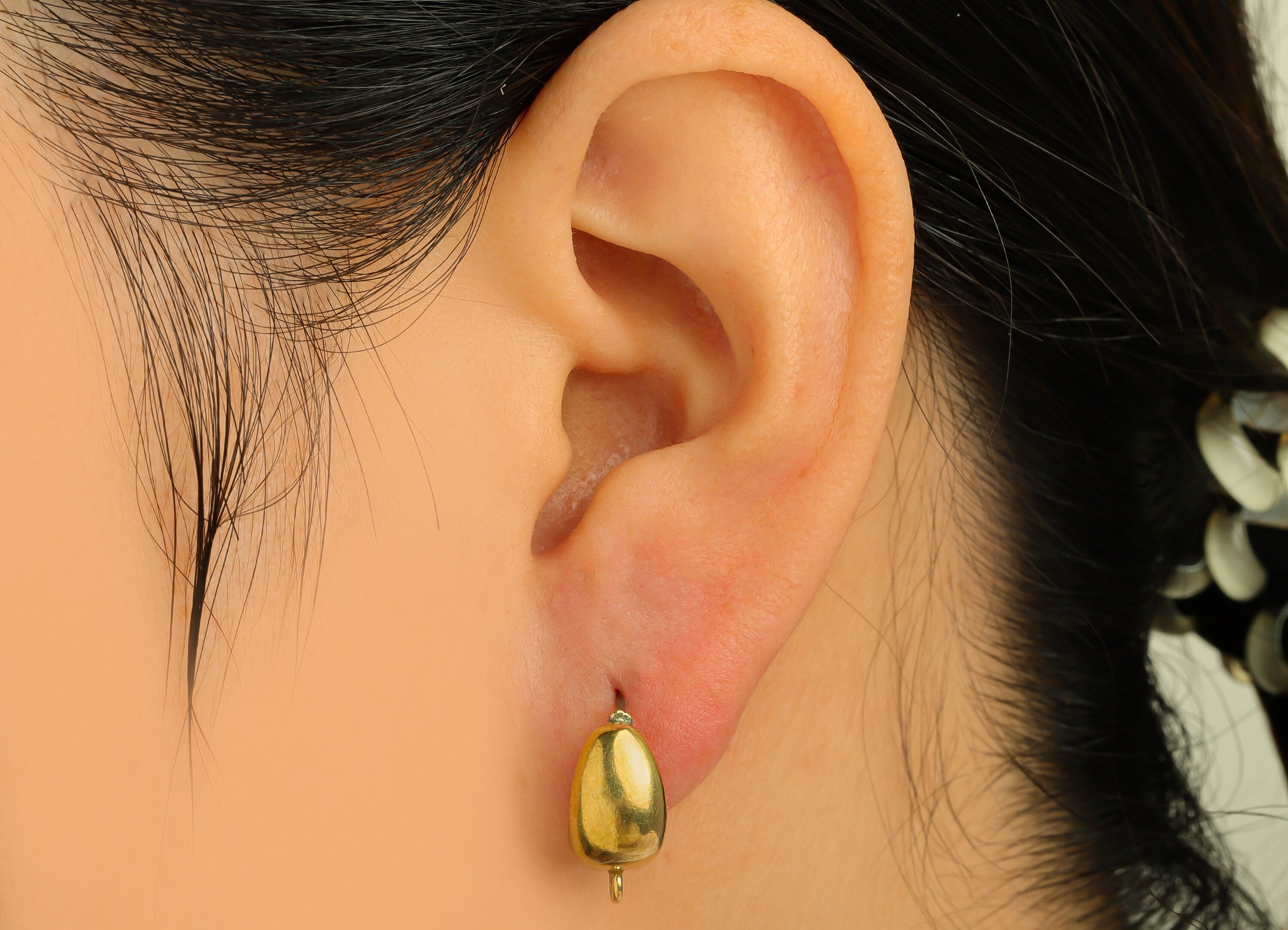 Brass CZ Drop Earring Stud - Raw Brass Teardrop Earring Post With Loop - Brass Geometry Cubic Zircon Earring Stud - 13.8x7.6x6.5mm - PP10647 - DOMEDBAZAAR