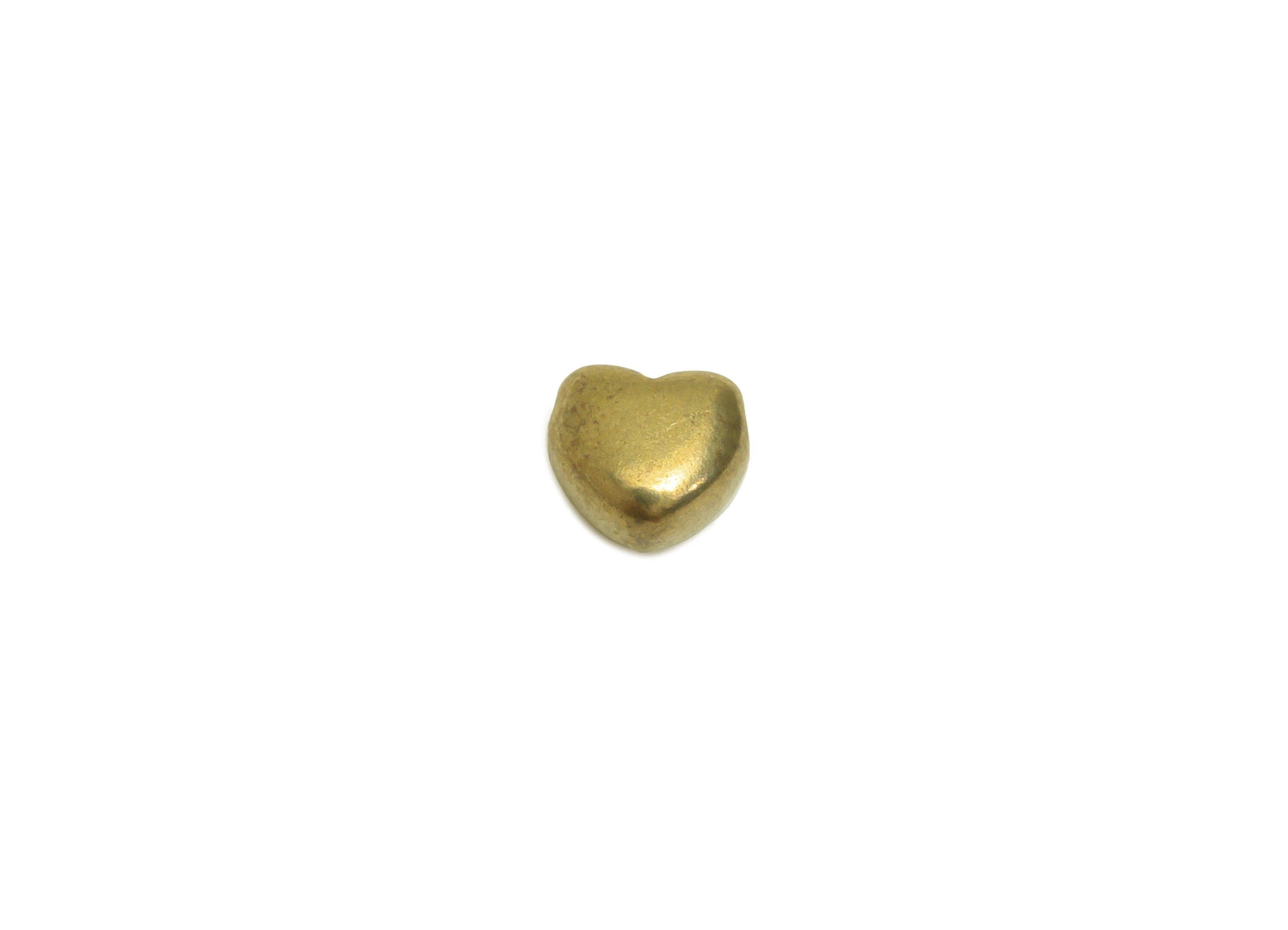 Brass Heart Earring Charm - Raw Brass Cubic Mini Heart Beaded - Brass Solid Heart Space Beaded - Jewelry Making - 6x5.68x3.47mm - PP10653 - DOMEDBAZAAR