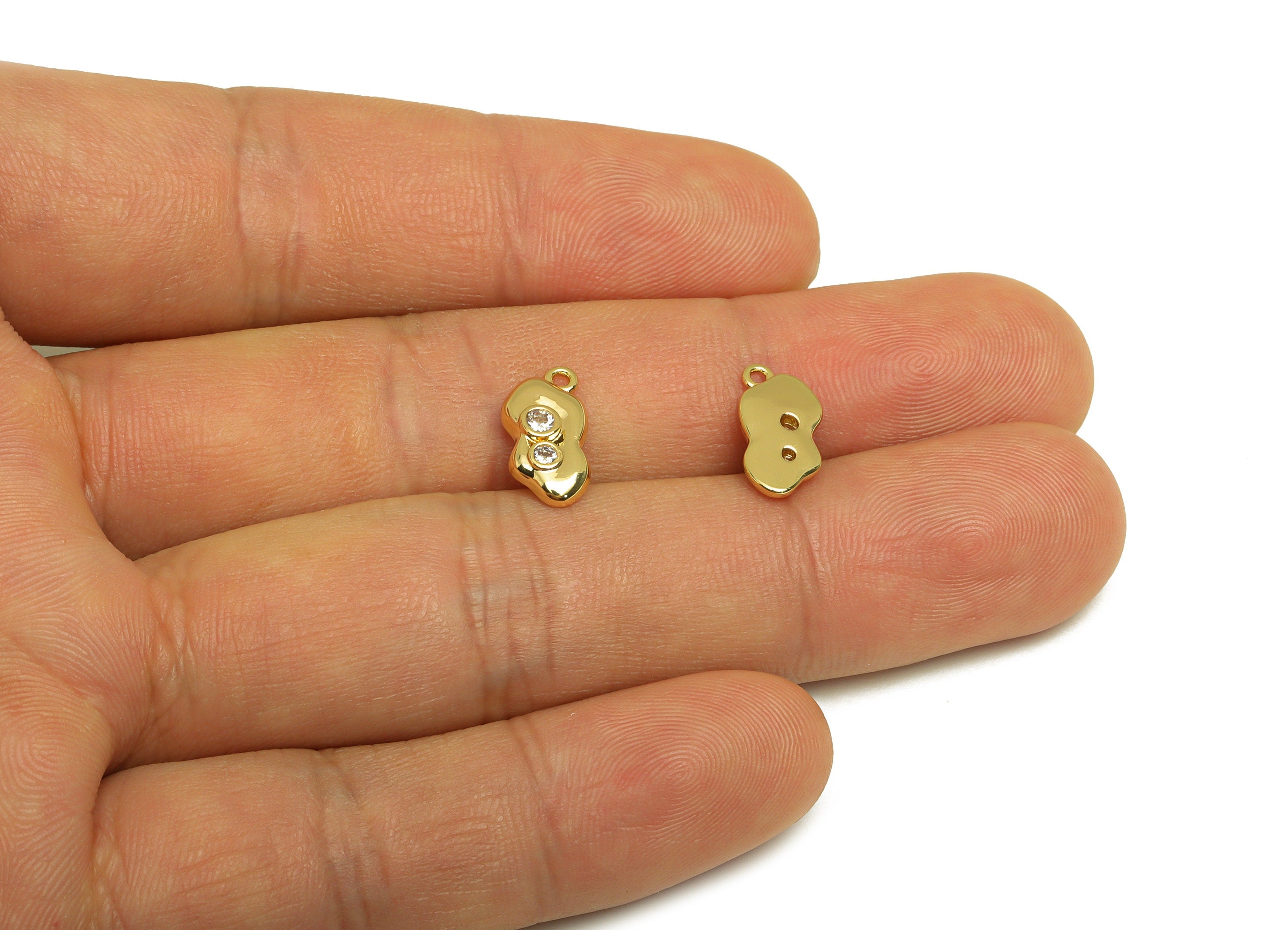 Brass CZ Earring Charm - Brass Cubic Zircon Earring Charm - Brass Irregular Earring Charm - 18K Real Gold Plating - 12.88x6.68x2mm - RGP6851 - DOMEDBAZAAR