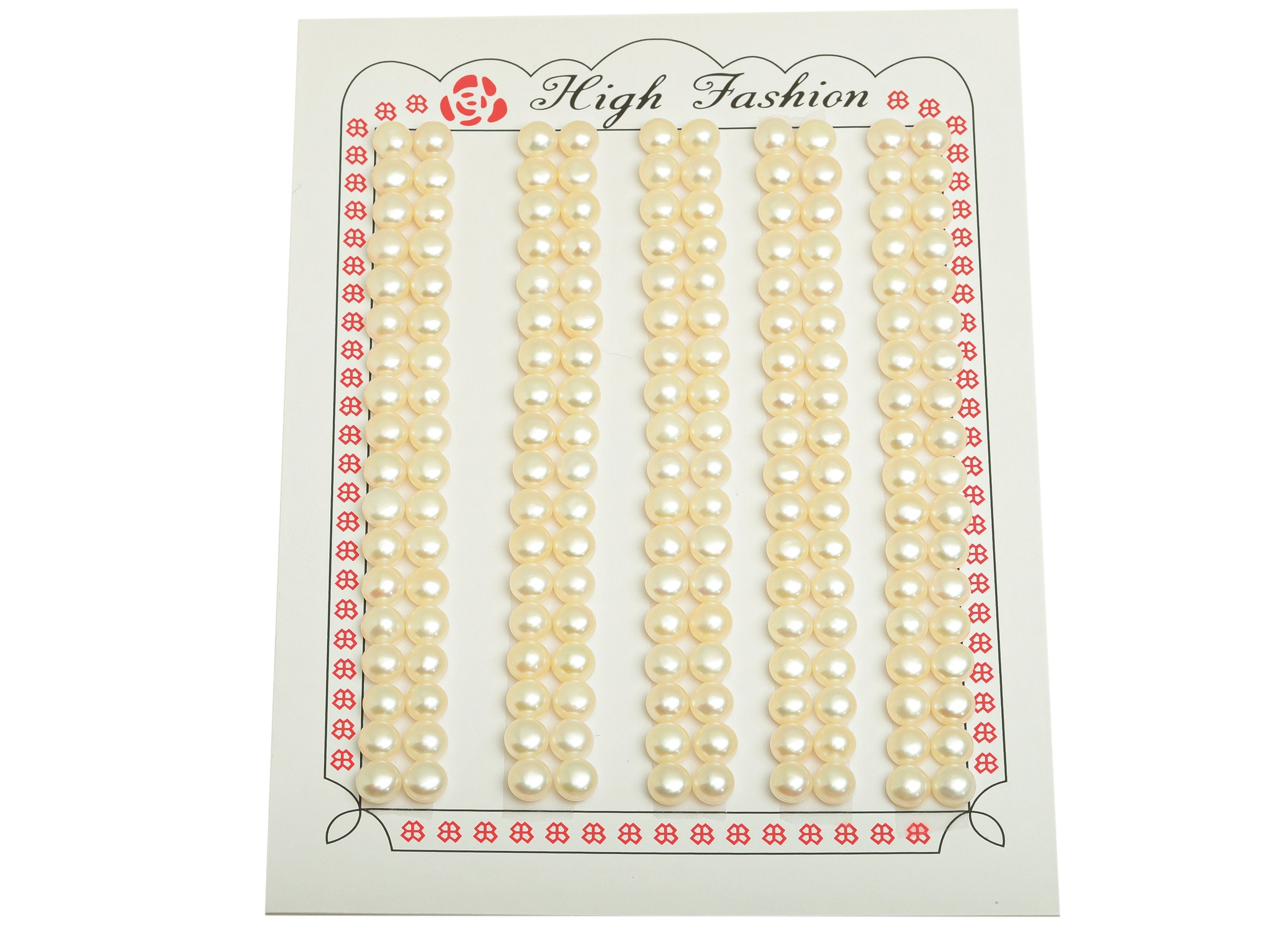 Natural Pearl - Pearl Cabachon  180 Pearls/1card Flat Pearl - White Freshwater Pearl Beads - Jewelry Making DIY - 4.95x3.33mm - RGP6907 - DOMEDBAZAAR