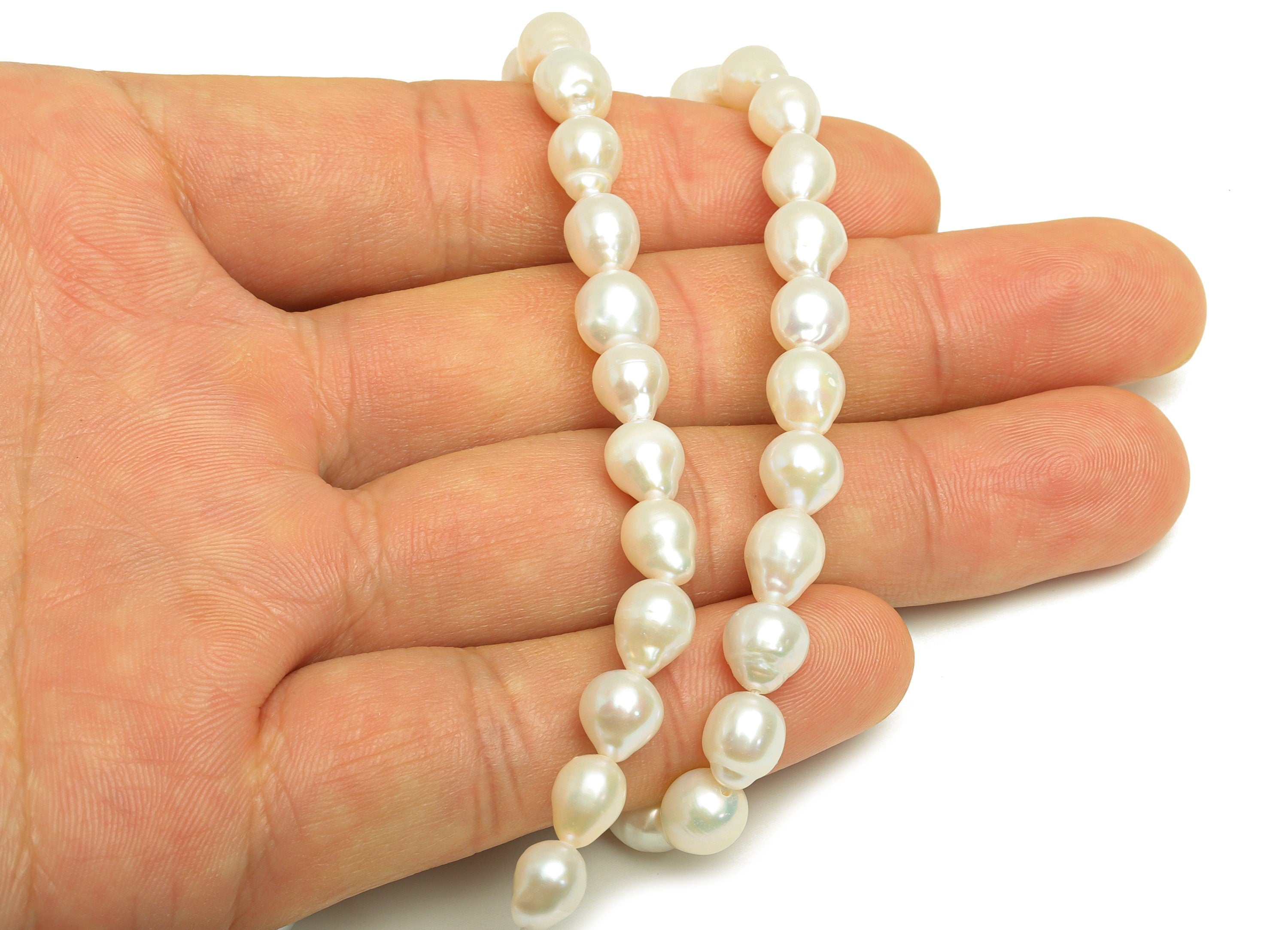 Natural Pearl - Pearl Akoya 7-8mm 49pearls/strand 15.5inch/strand - Teardrop White Freshwater Pearl Beads - Jewelry Making DIY - RGP6904 - DOMEDBAZAAR
