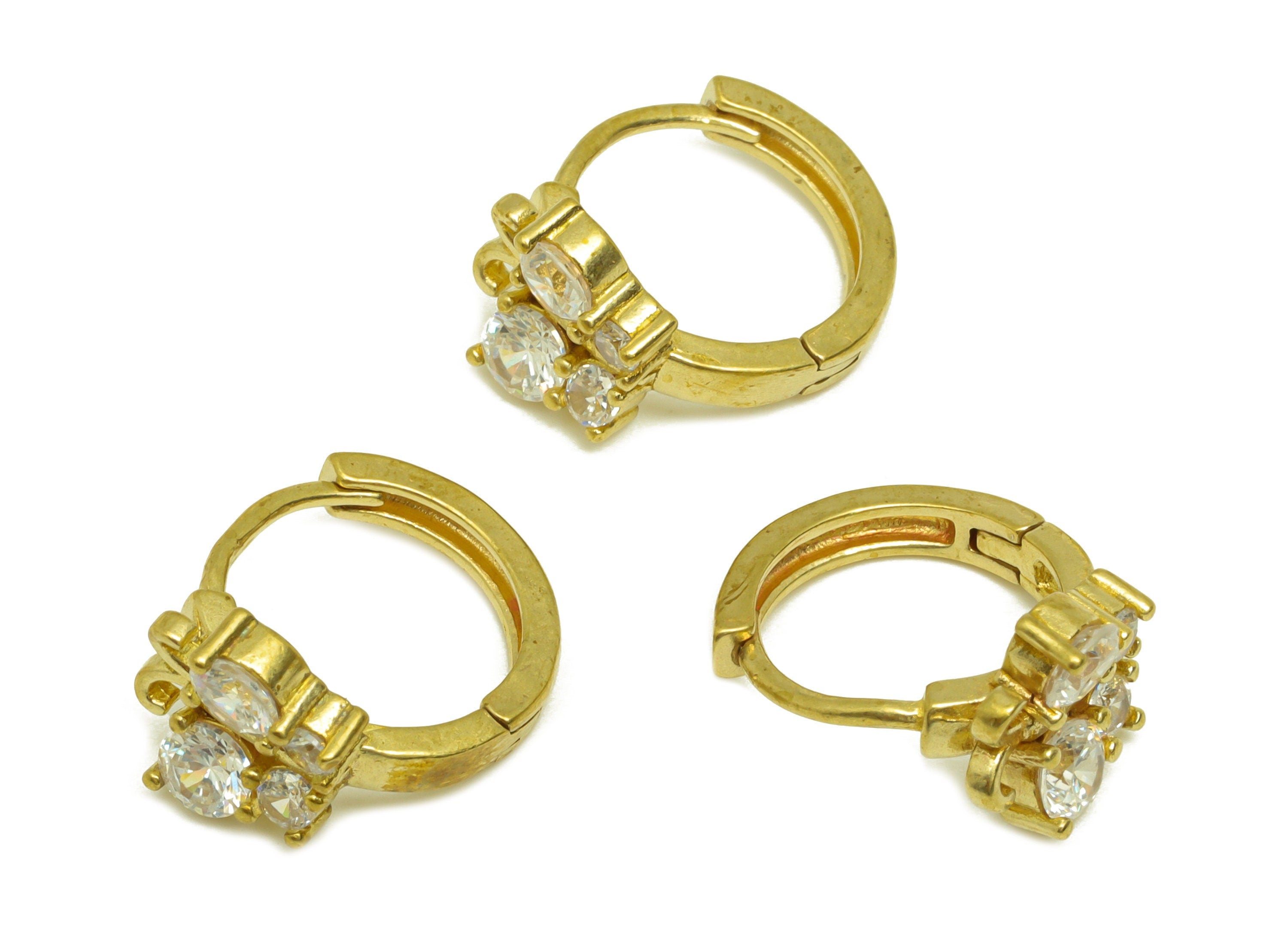 Brass Hoop Earring Charm - Brass Butterfly Cubic Zircon Huggie Earring Hoop - Brass CZ Circle Hoop Clasp Earring - 16.5x9.96x4mm - PP10673 - DOMEDBAZAAR