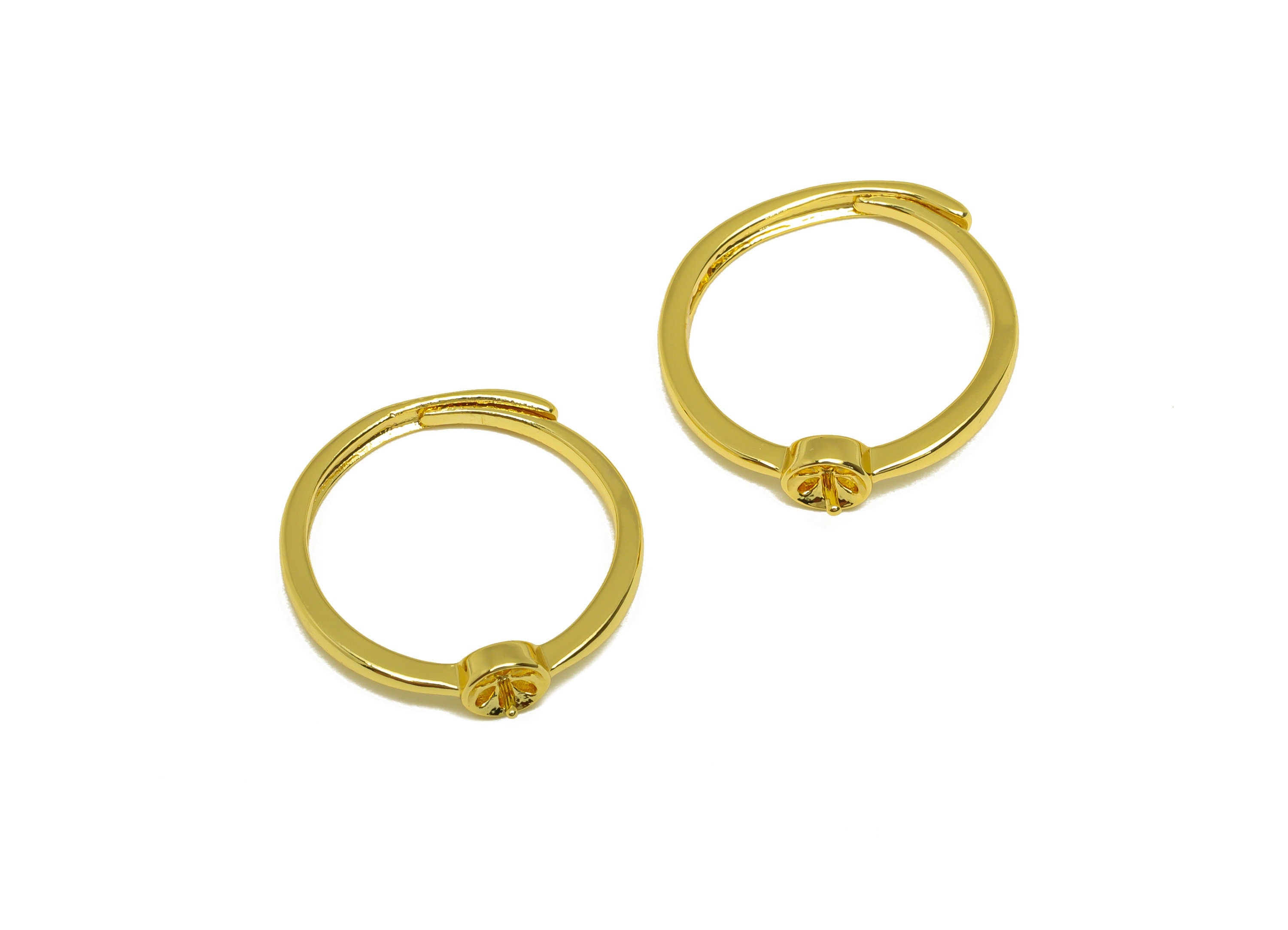 Brass Adjustable Ring - Brass Ring Settings - Brass Rings For Pearl - Brass Pearl Setting - 18K Real Gold Plating - 21.64x4.83x2mm- RGP6995 - DOMEDBAZAAR
