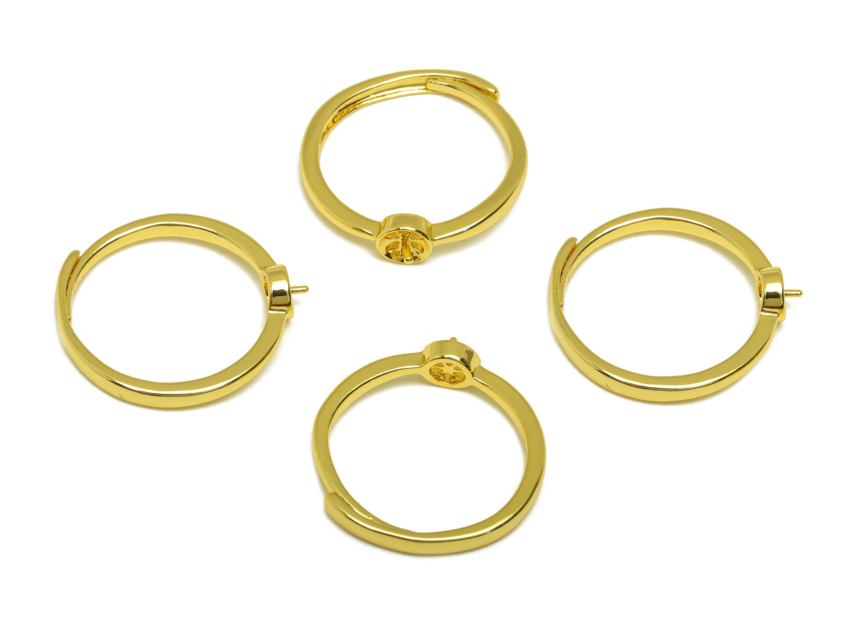 Brass Adjustable Ring - Brass Ring Settings - Brass Rings For Pearl - Brass Pearl Setting - 18K Real Gold Plating - 21.64x4.83x2mm- RGP6995 - DOMEDBAZAAR