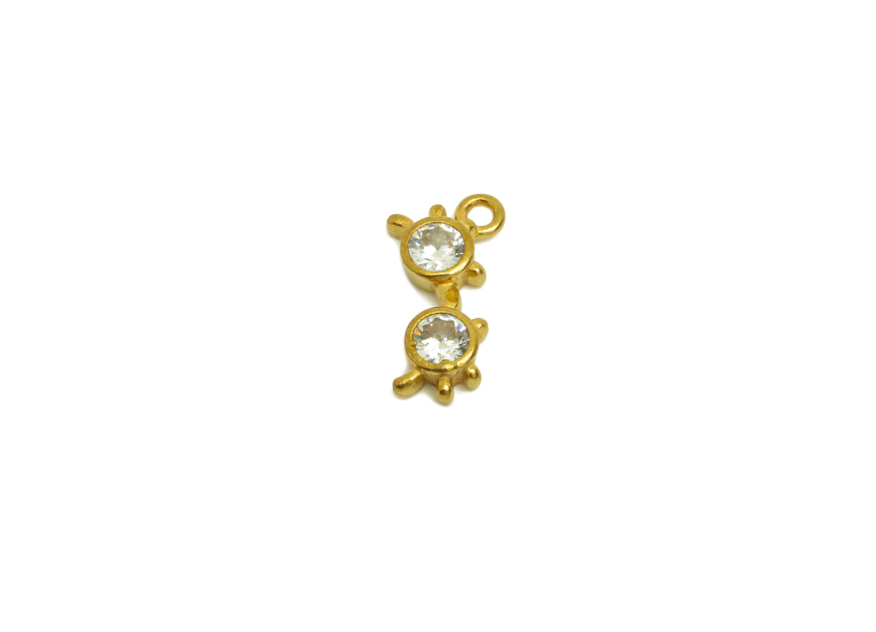Brass CZ Crab Earring Charm - Raw Brass Zircon Glasses Earring Charm - Mini Round Earring Charm - For Pendant - 12.43x6.14x2.36mm -PP10706 - DOMEDBAZAAR
