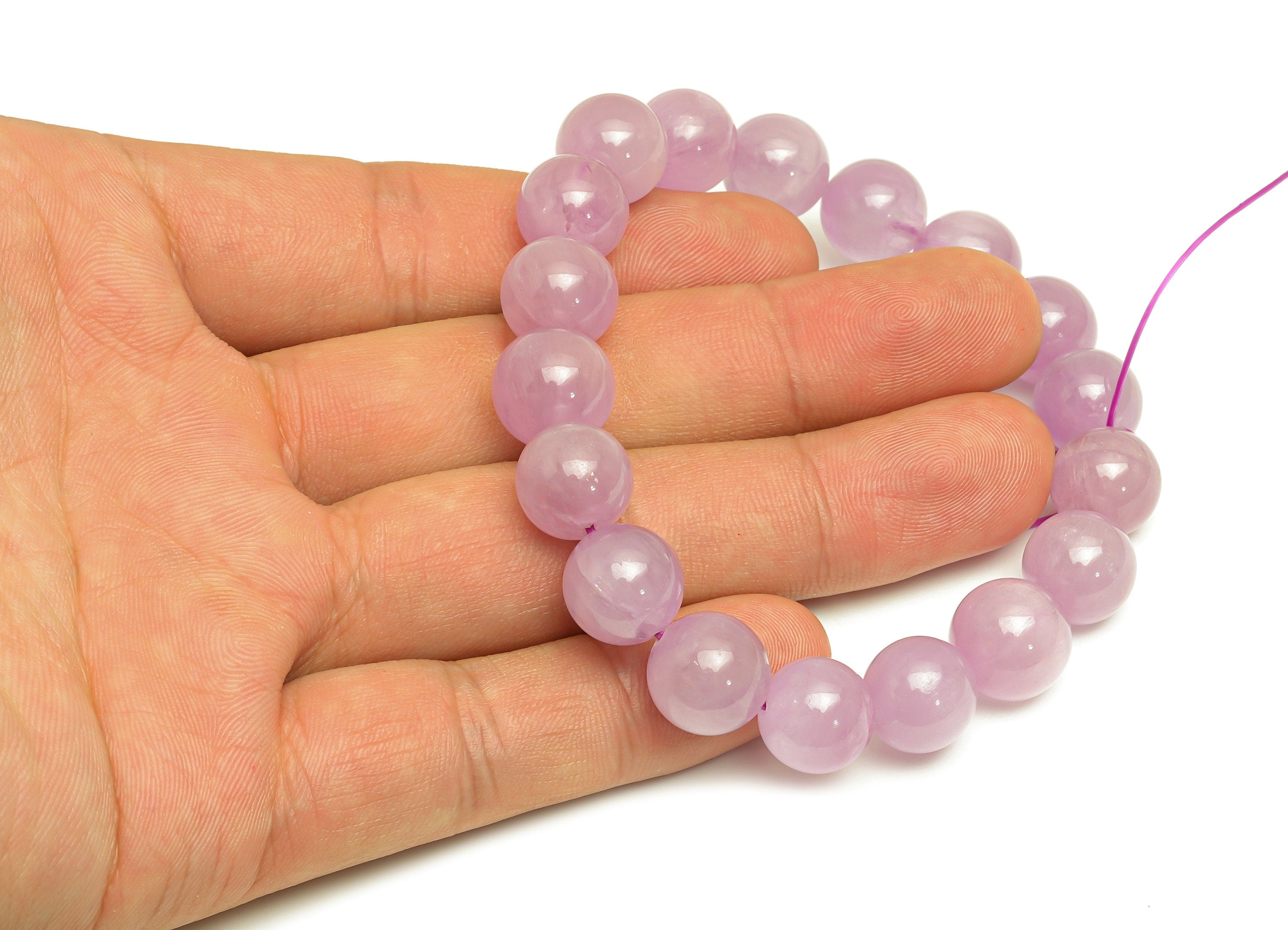 Kunzite Nijeria Natural Stone Crystal - Kunzite Nijeria Purple Bracelet - Crystal Bead Bracelet - Crystal Beaded - Around 41g/1pcs - RGP7073 - DOMEDBAZAAR