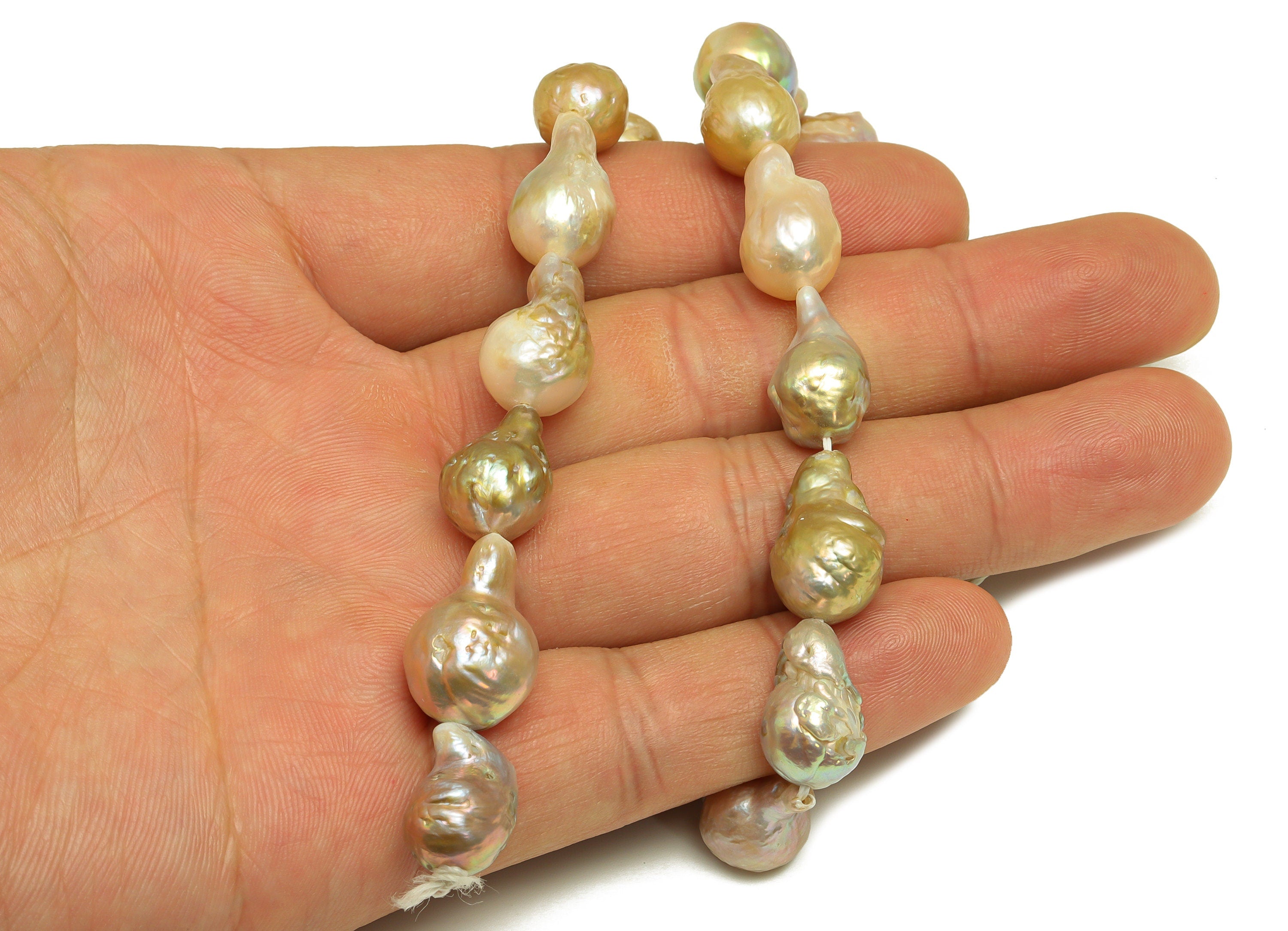 Natural Irregular Pearl - Purple Shaped Pearls - Flameball Baroque Purple Pearl Beads 21 Pearls/Strand - Natural Pearl - 19x11x10mm -RGP7046 - DOMEDBAZAAR