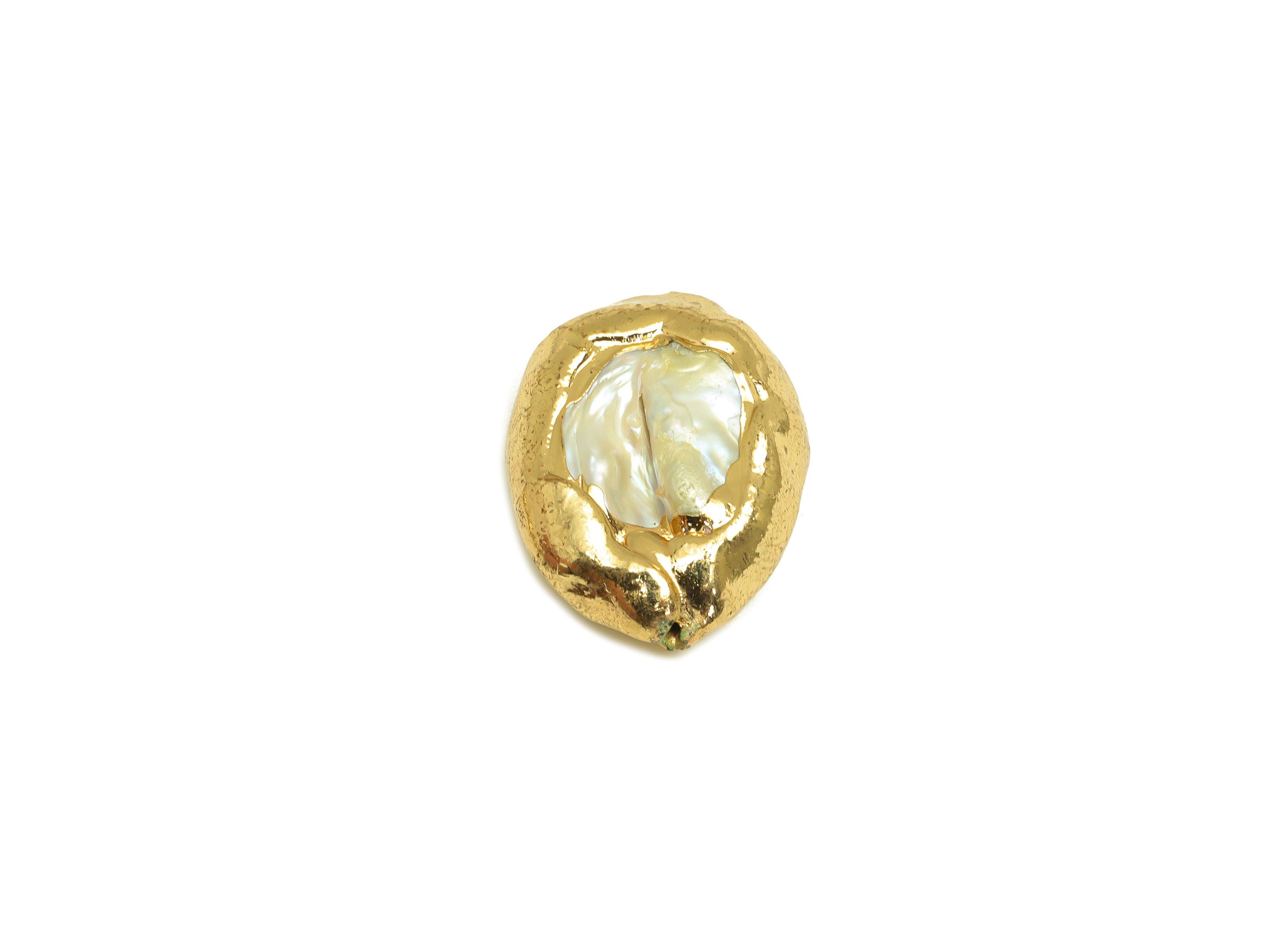 Natural Pearl Beaded - Irregular Pearl Earring Charm - Gold Plated Charm - Bracelet DIY Making - Pearl Gold Plated - 26.4x18.5x6mm - RGP7052 - DOMEDBAZAAR