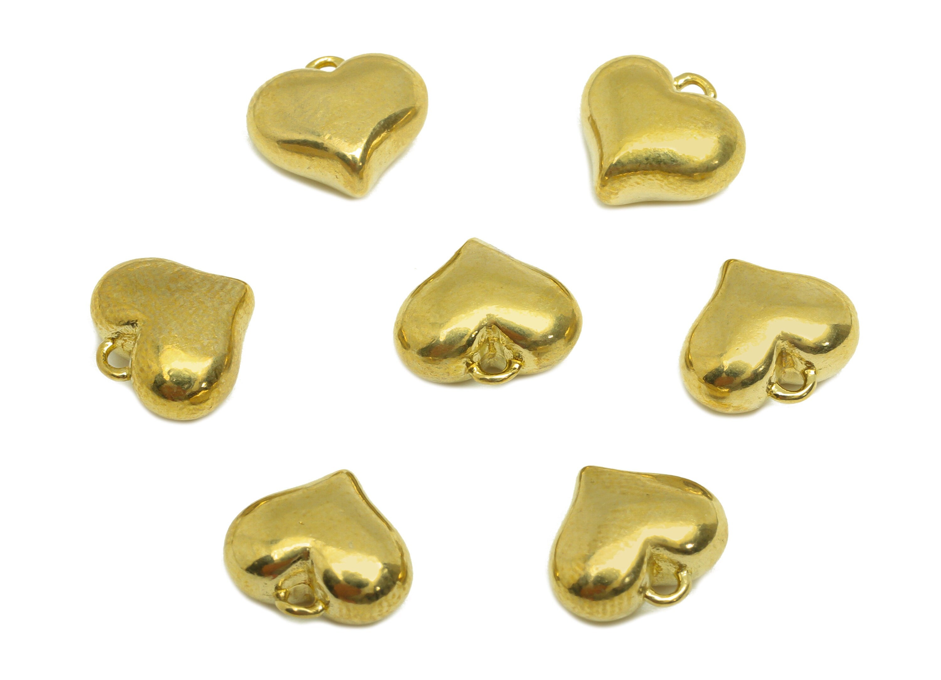 Brass Heart Earring Charm - Raw Brass Solid Heart Earring Charm - Brass Cubic Heart Pendant - For Necklace - 10.8x9.8x5.52mm - PP10736 - DOMEDBAZAAR