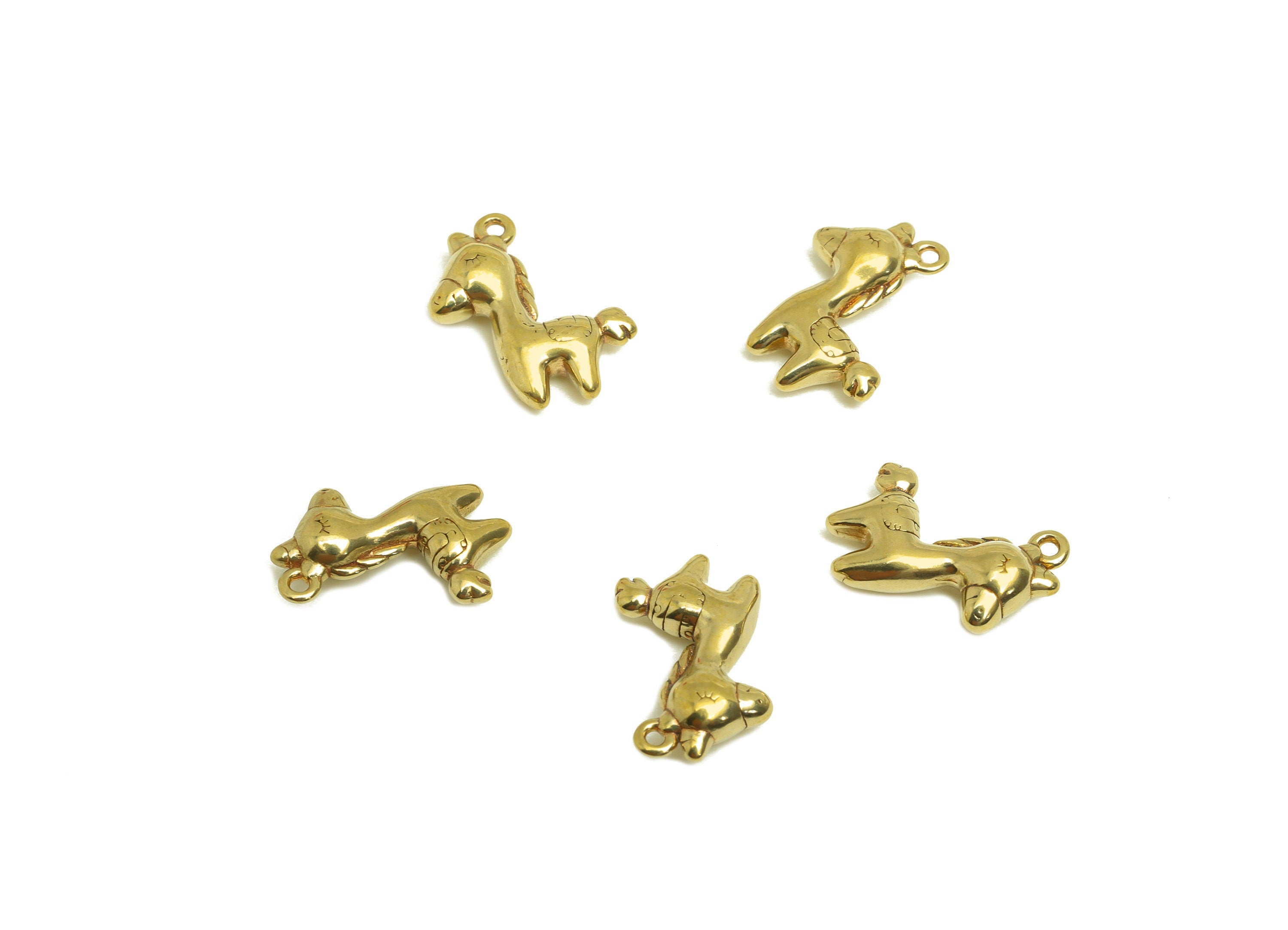 Brass Unicorn Earring Charm - Raw Brass Animal Earring Charm - Brass Figure Unicorn Earring Charm - For Necklace - 12.93x11.3x3mm - PP10714 - DOMEDBAZAAR