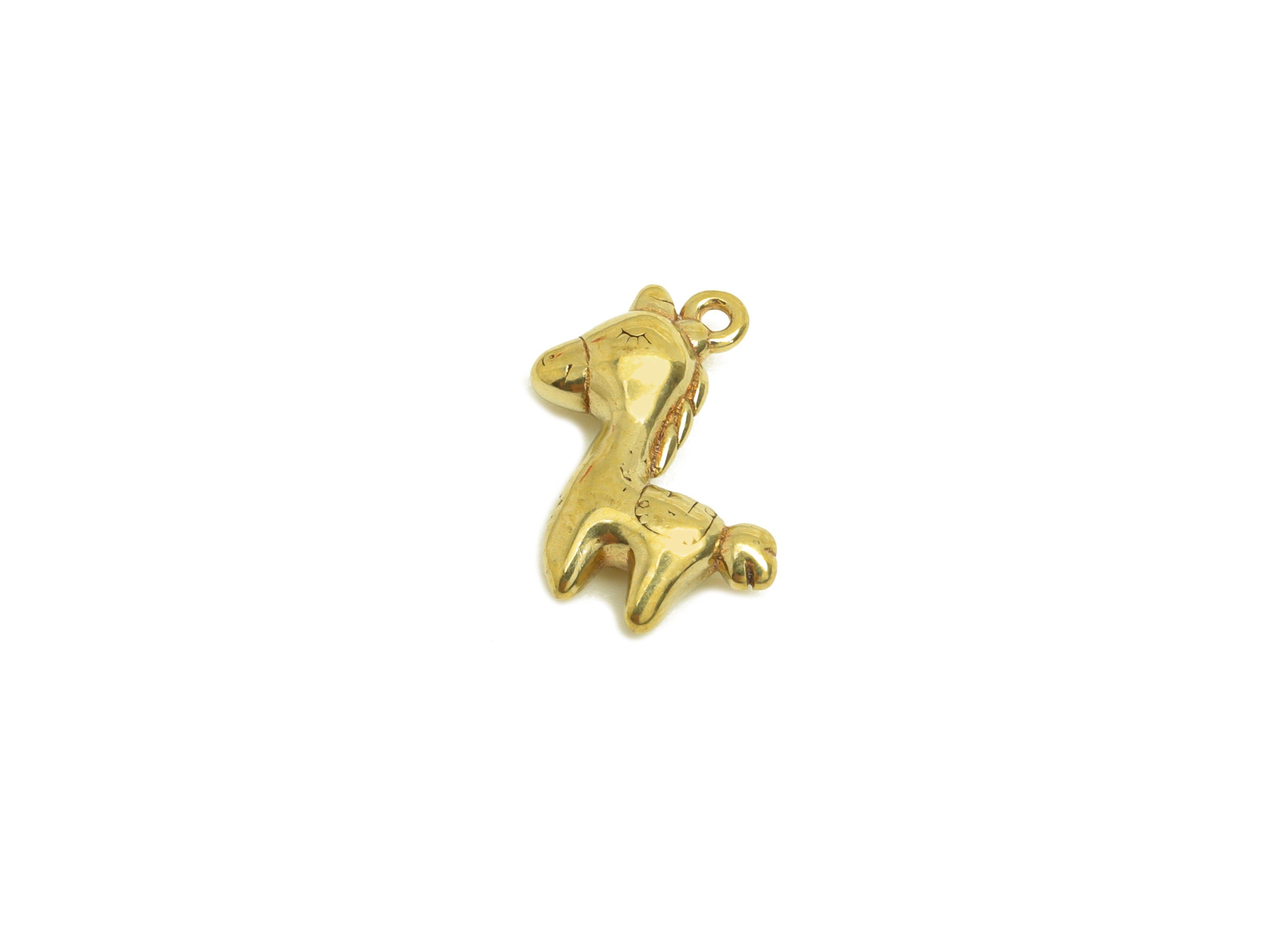 Brass Unicorn Earring Charm - Raw Brass Animal Earring Charm - Brass Figure Unicorn Earring Charm - For Necklace - 12.93x11.3x3mm - PP10714 - DOMEDBAZAAR