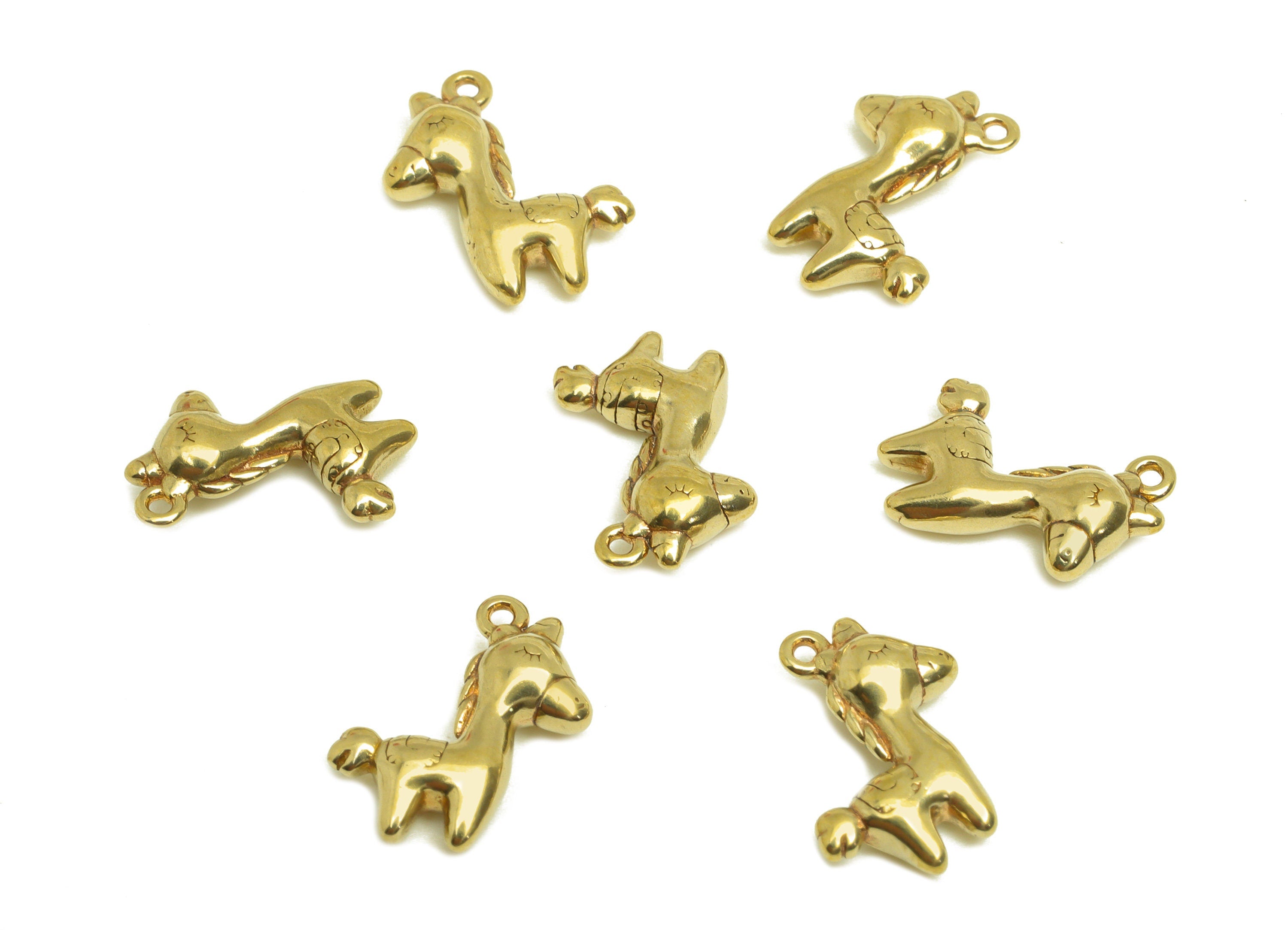 Brass Unicorn Earring Charm - Raw Brass Animal Earring Charm - Brass Figure Unicorn Earring Charm - For Necklace - 12.93x11.3x3mm - PP10714 - DOMEDBAZAAR