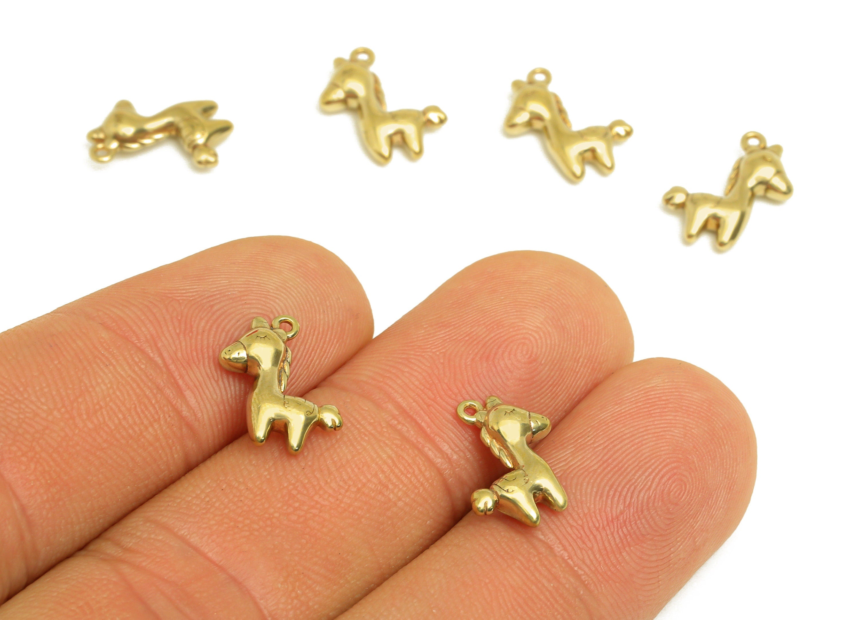 Brass Unicorn Earring Charm - Raw Brass Animal Earring Charm - Brass Figure Unicorn Earring Charm - For Necklace - 12.93x11.3x3mm - PP10714 - DOMEDBAZAAR