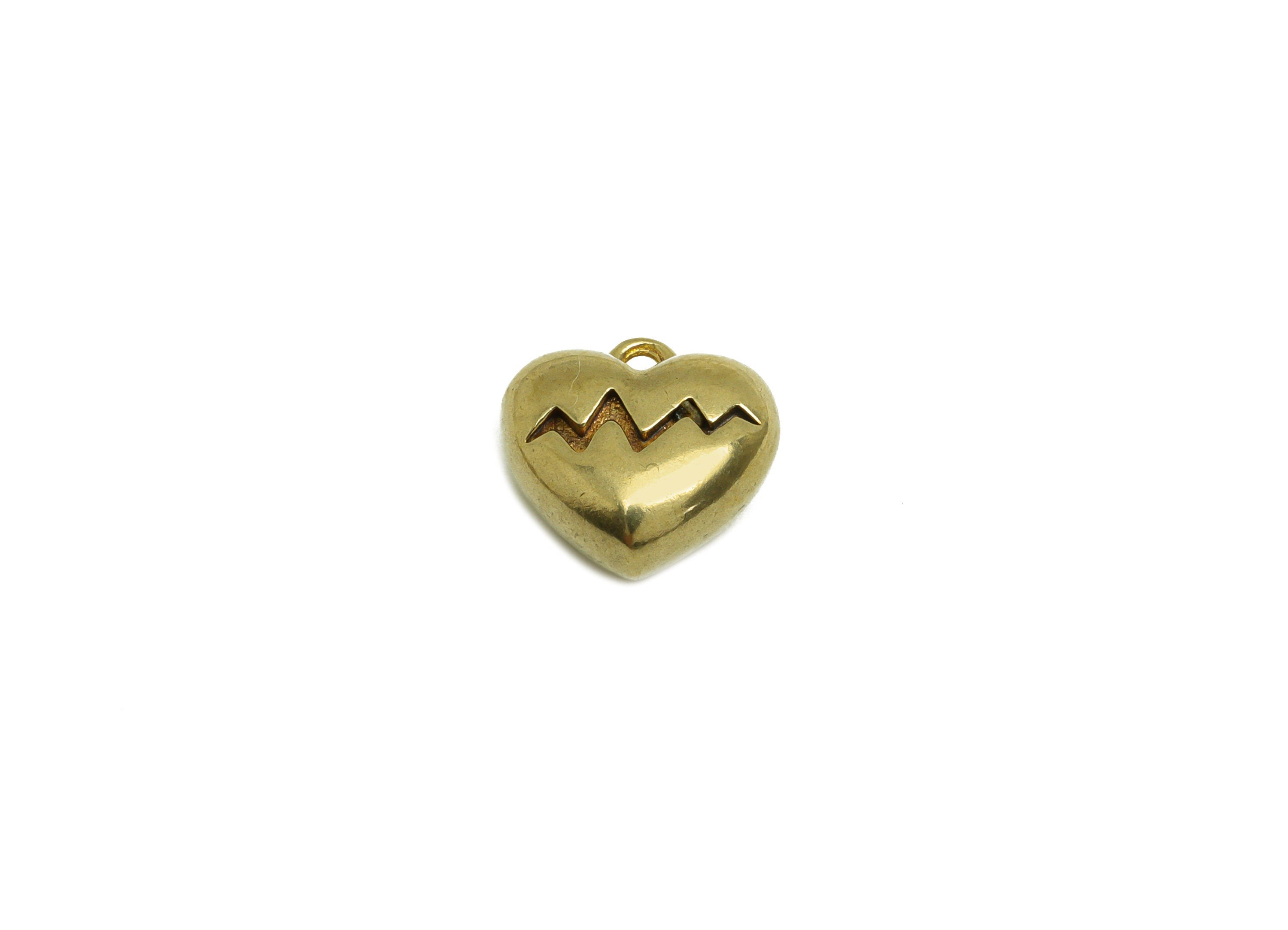 Brass Heart Earring Charm - Raw Brass Solid Heart Earring Charm - Brass Textured Heart Pendant - For Necklace - 11.2x10.4x5.34mm - PP10713 - DOMEDBAZAAR
