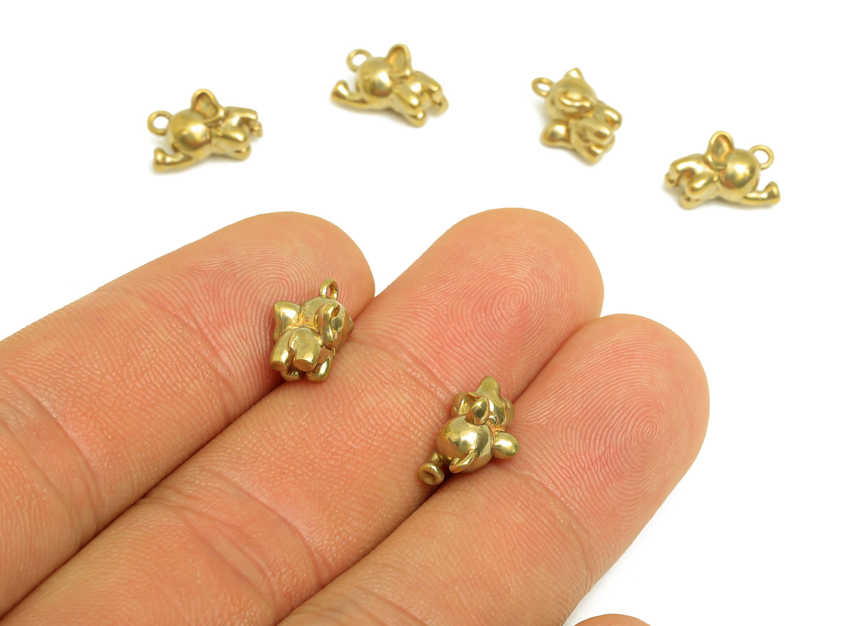 Brass Elephant Earring Charm - Raw Brass Animal Earring Charm - Brass Figure Baby Elephant Earring Charm - For Necklace - 10x6x6mm - PP10722 - DOMEDBAZAAR