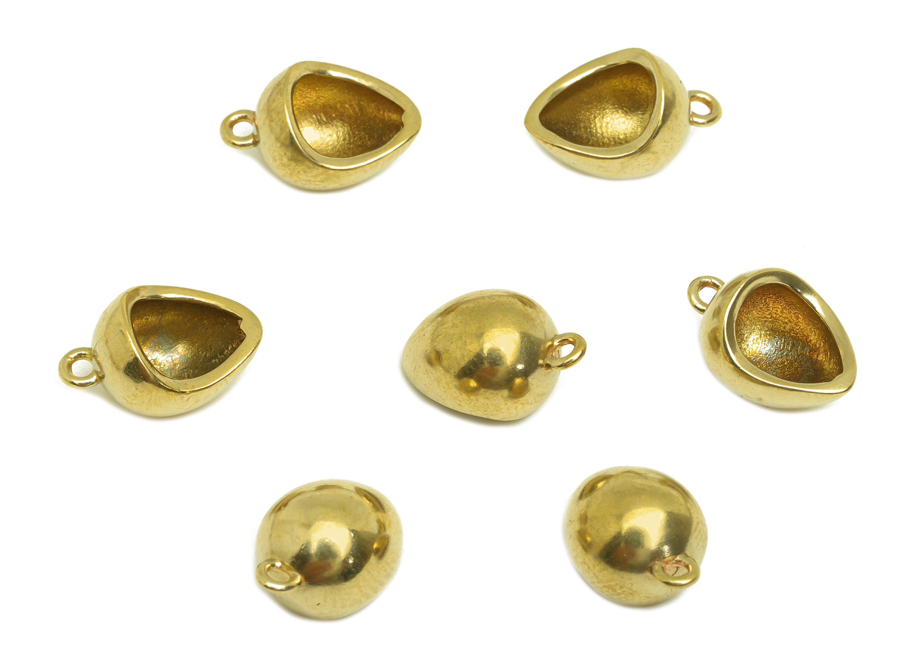 Brass Teardrop Earring Charm - Raw Brass Geometry Earring Charm - Brass Cubic Notch Drop Earring Charm - For Necklace - 12x8x6.6mm - PP10733 - DOMEDBAZAAR