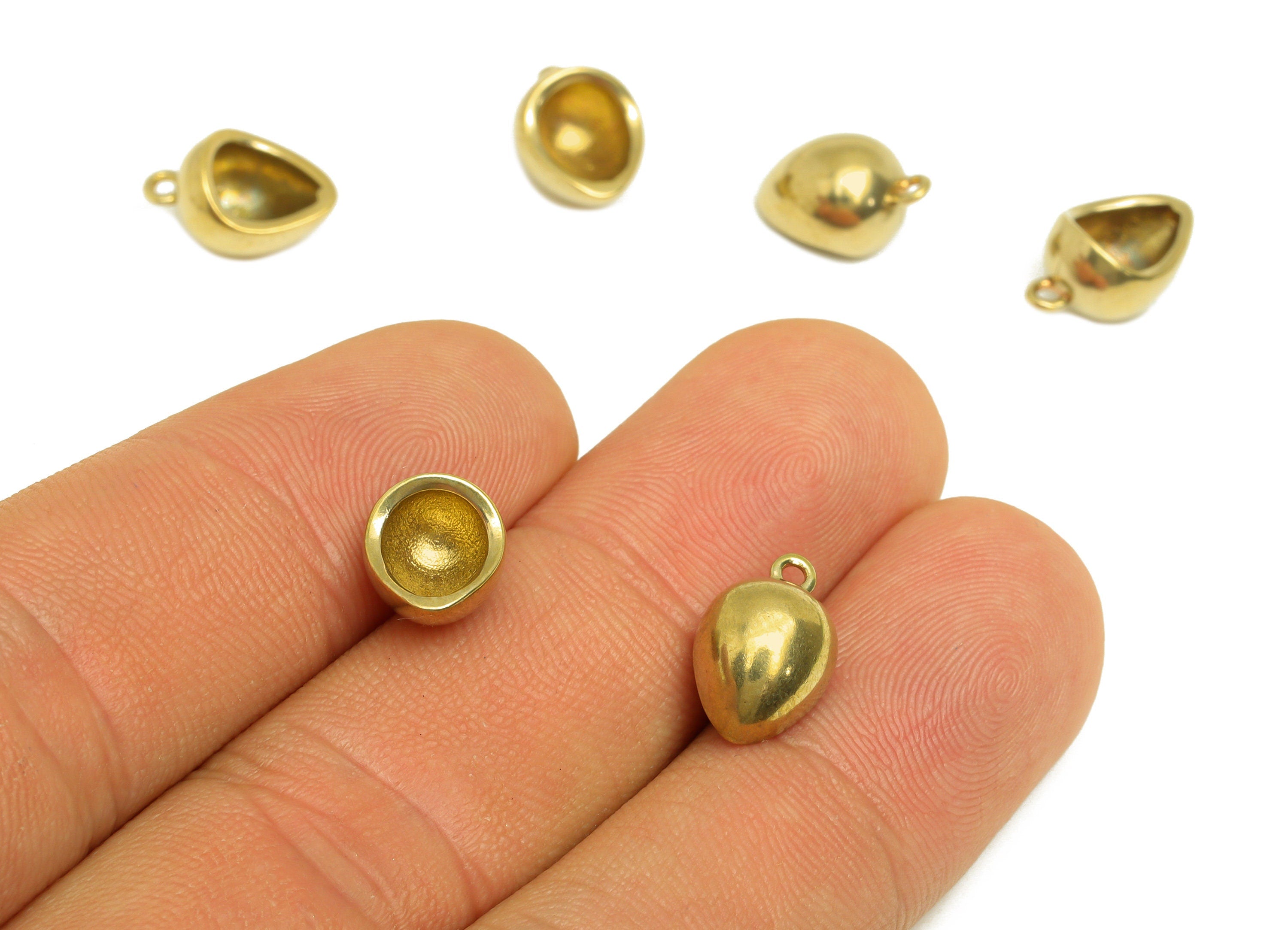 Brass Teardrop Earring Charm - Raw Brass Geometry Earring Charm - Brass Cubic Notch Drop Earring Charm - For Necklace - 12x8x6.6mm - PP10733 - DOMEDBAZAAR